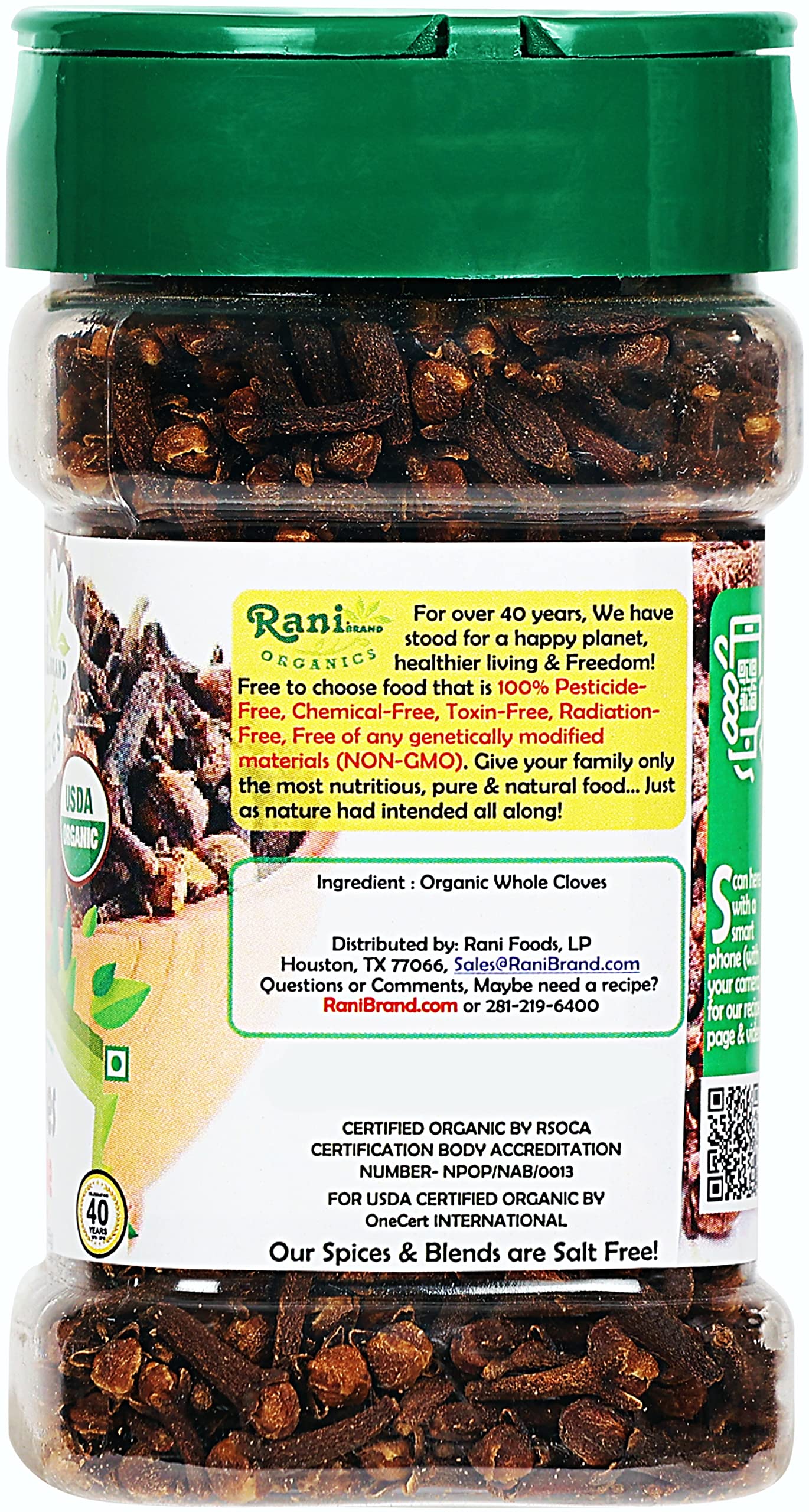 Rani Organic Cloves Whole (Laung Sabut) 2oz (56g) PET Jar, Great for Food, Tea, Pomander Balls and Potpourri ~ All Natural | USDA Certified Organic - Image 4