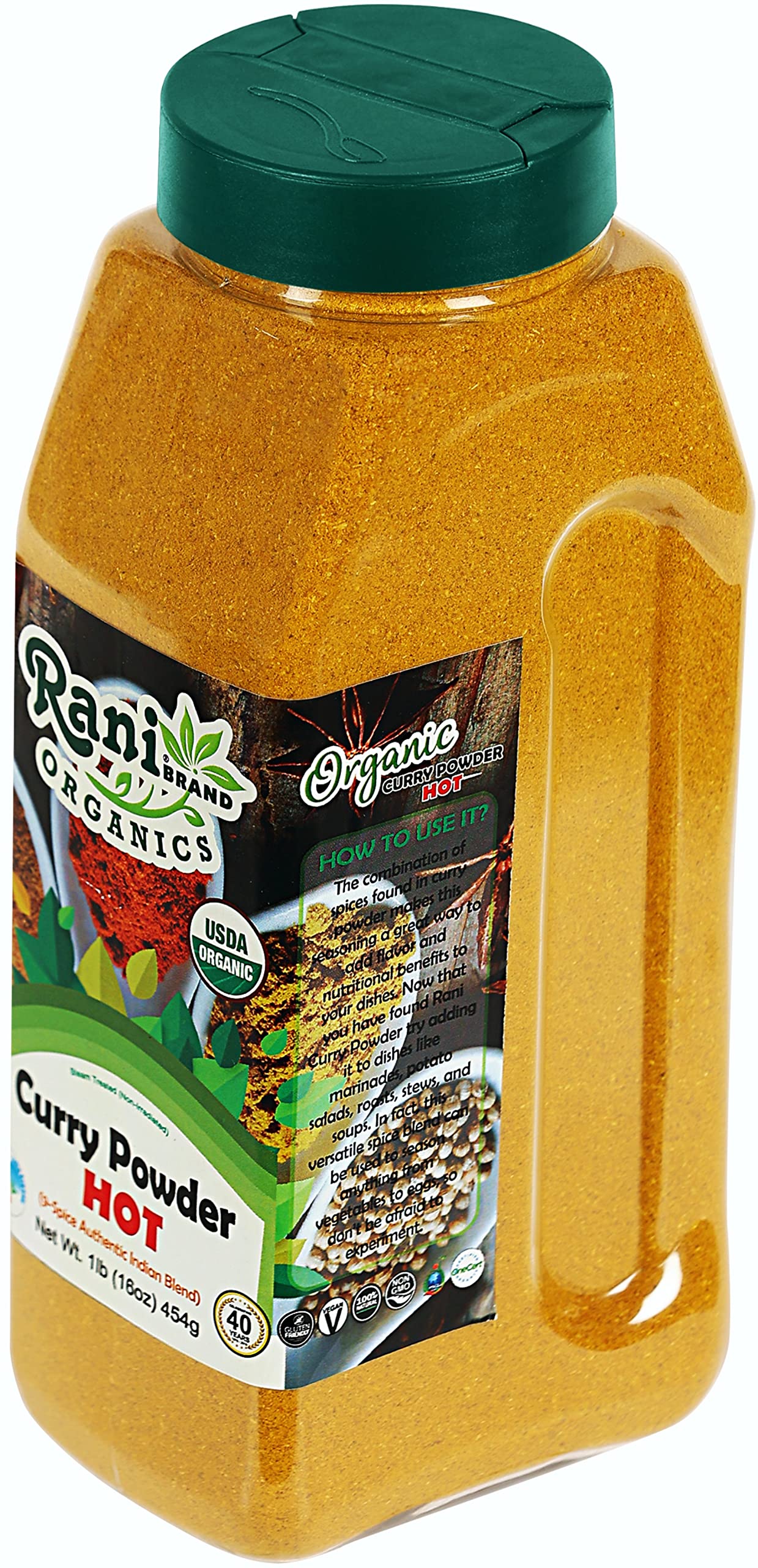 Rani Organic Curry Powder Hot (9-Spice Authentic Indian Blend) 16oz (1lb) 454g PET Jar ~ All Natural | Salt-Free | Vegan | USDA Certified Organic - Image 10