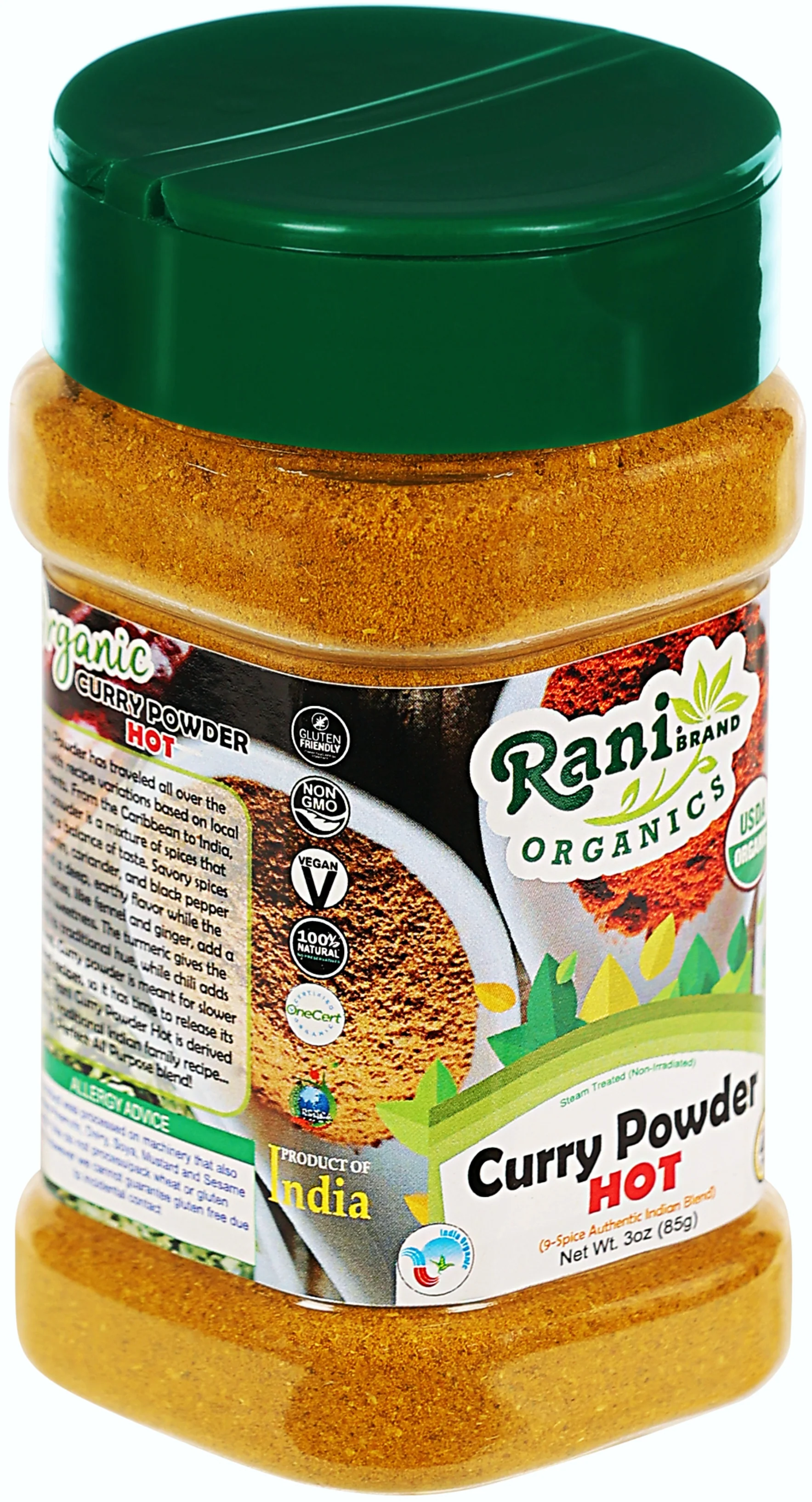 Rani Organic Curry Powder Hot (9-Spice Authentic Indian Blend) 3oz (85g) PET Jar ~ All Natural | Salt-Free | Gluten Friendly | USDA Certified Organic - Image 10