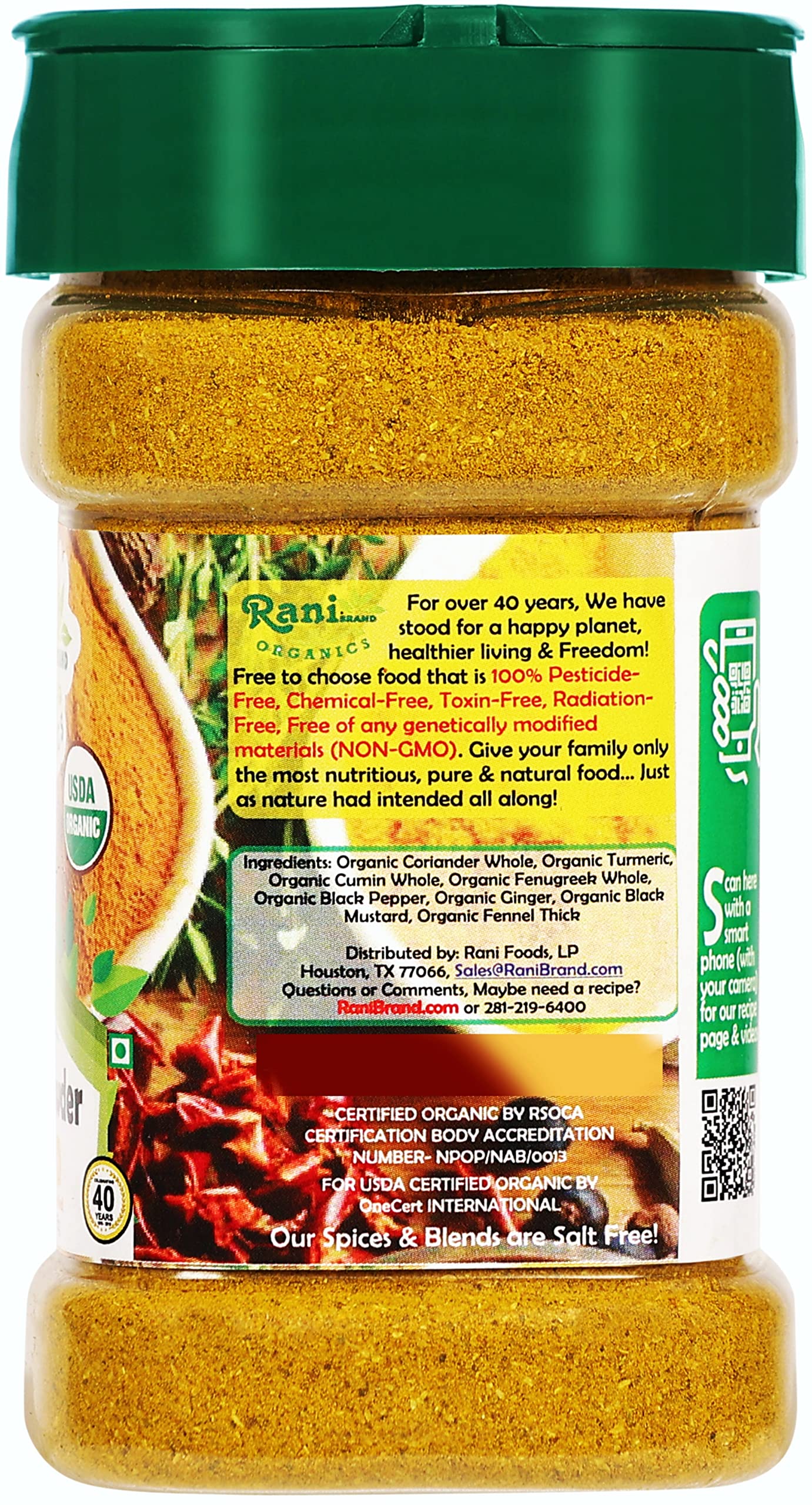 Rani Organic Curry Powder Mild (8-Spice Authentic Indian Blend) 3oz (85g) PET Jar ~ All Natural | Salt-Free | Gluten Friendly | USDA Certified Organic - Image 4
