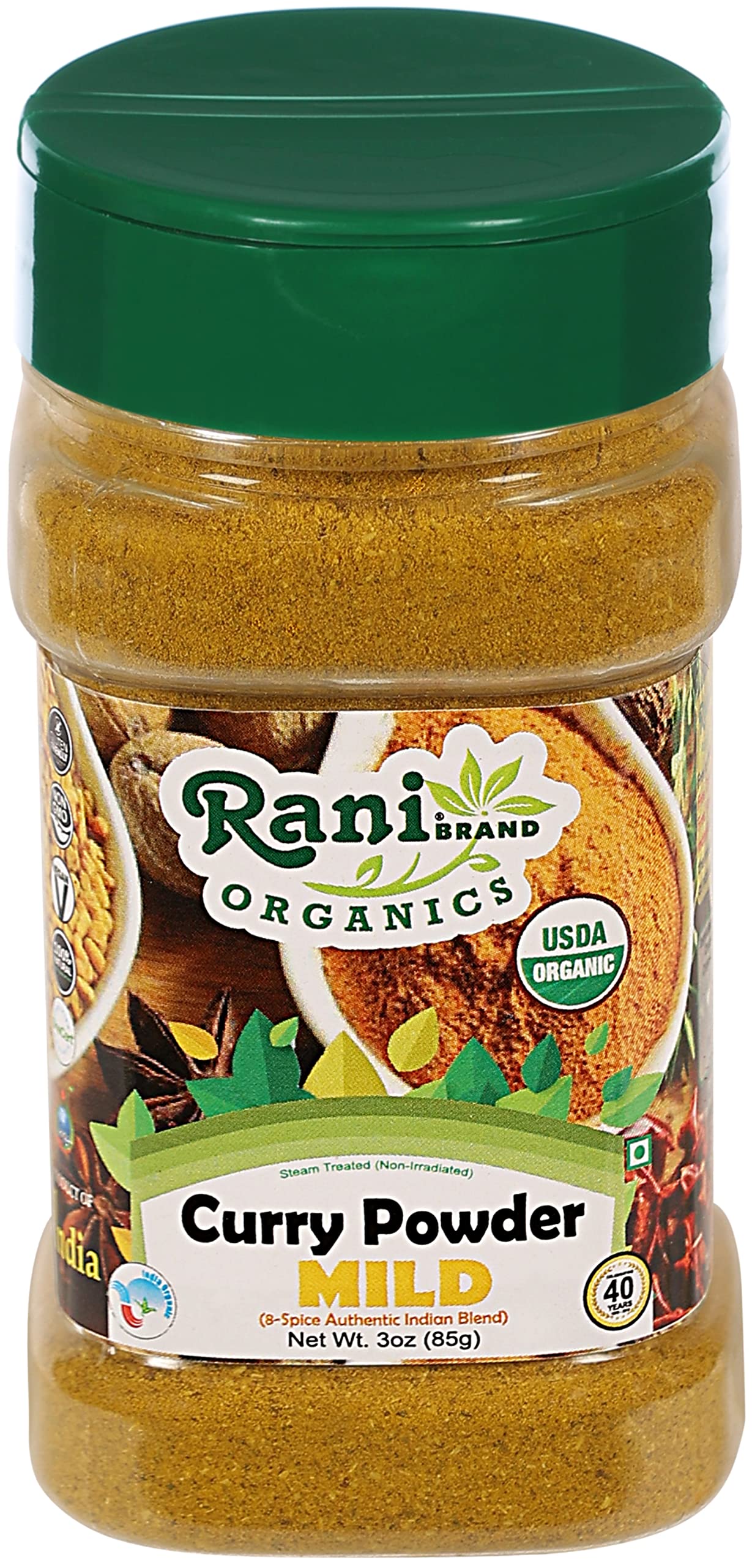 Rani Organic Curry Powder Mild (8-Spice Authentic Indian Blend) 3oz (85g) PET Jar ~ All Natural | Salt-Free | Gluten Friendly | USDA Certified Organic - Image 8