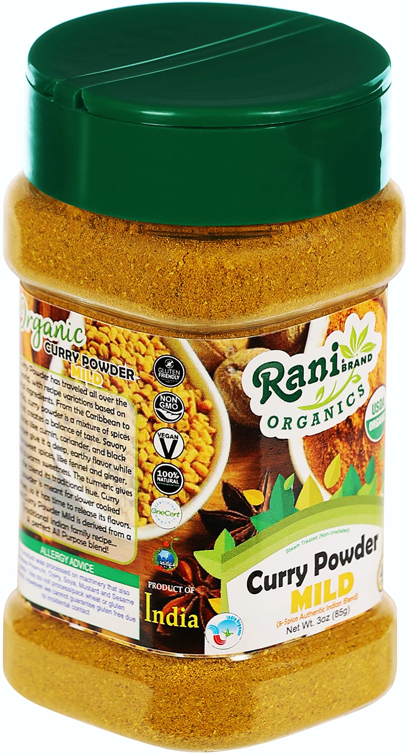 Rani Organic Curry Powder Mild (8-Spice Authentic Indian Blend) 3oz (85g) PET Jar ~ All Natural | Salt-Free | Gluten Friendly | USDA Certified Organic - Image 9
