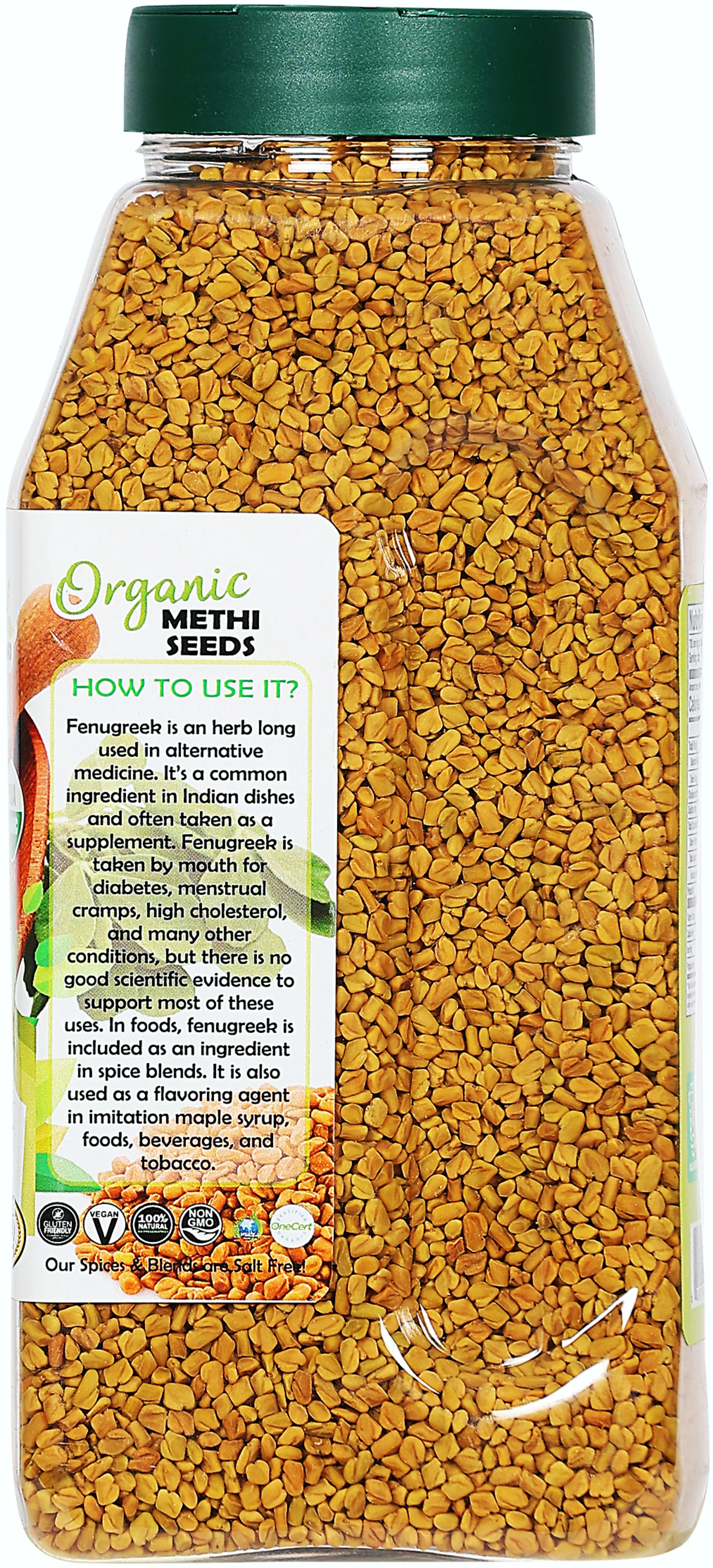 Rani Organic Fenugreek (Methi) Seeds Whole 25oz (1.56lbs) 708g PET Jar, Trigonella Foenum Graecum ~ All Natural | USDA Certified Organic - Image 5