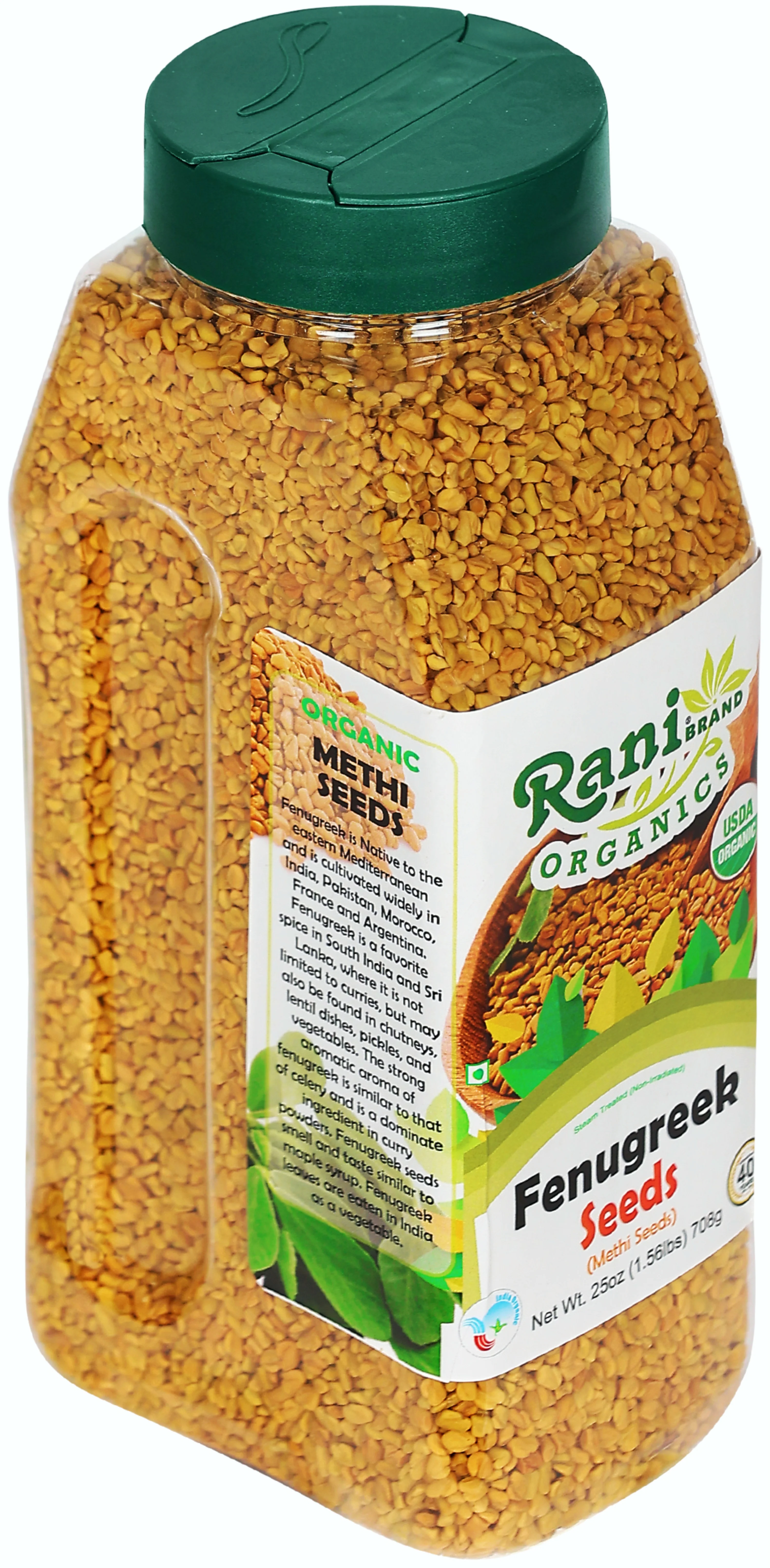 Rani Organic Fenugreek (Methi) Seeds Whole 25oz (1.56lbs) 708g PET Jar, Trigonella Foenum Graecum ~ All Natural | USDA Certified Organic - Image 9
