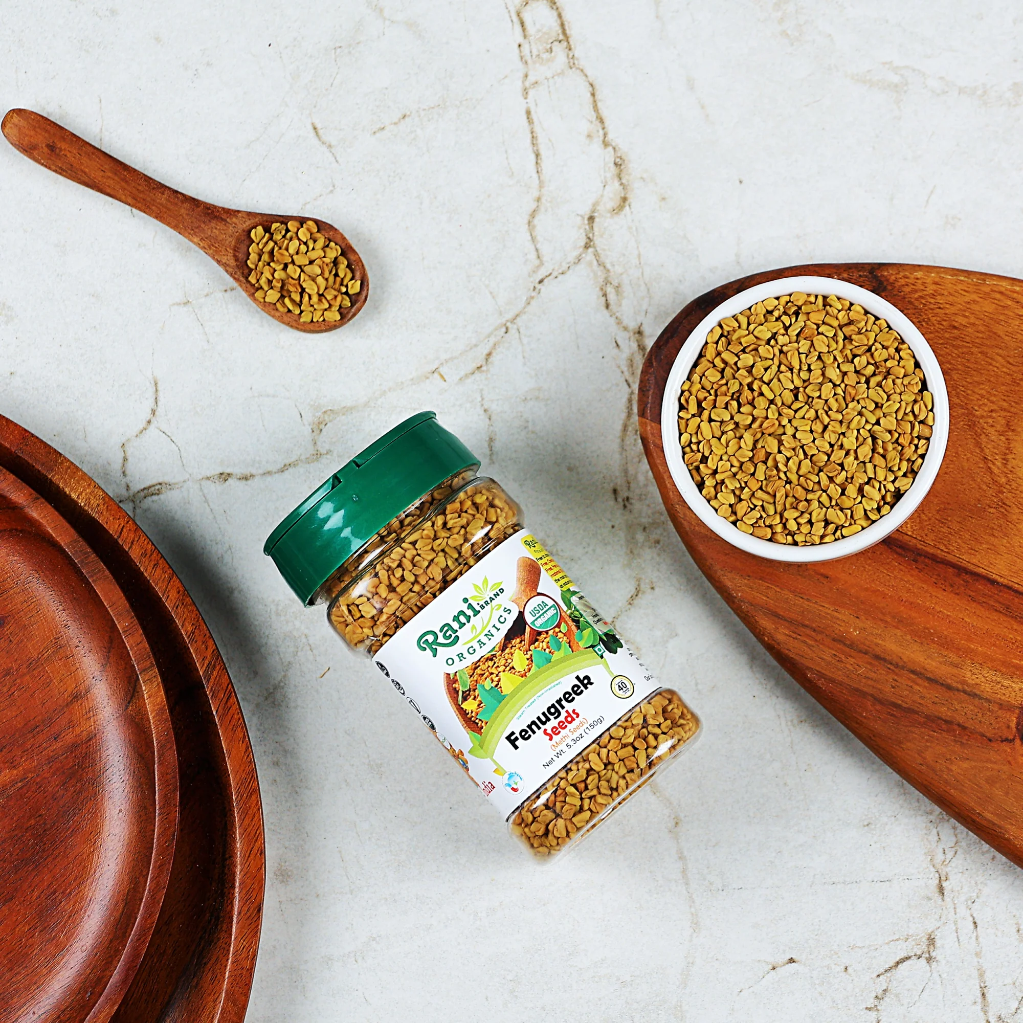 Rani Organic Fenugreek (Methi) Seeds Whole 5.29oz (150g) PET Jar, Trigonella Foenum Graecum ~ All Natural | Gluten Friendly | USDA Certified Organic - Image 2