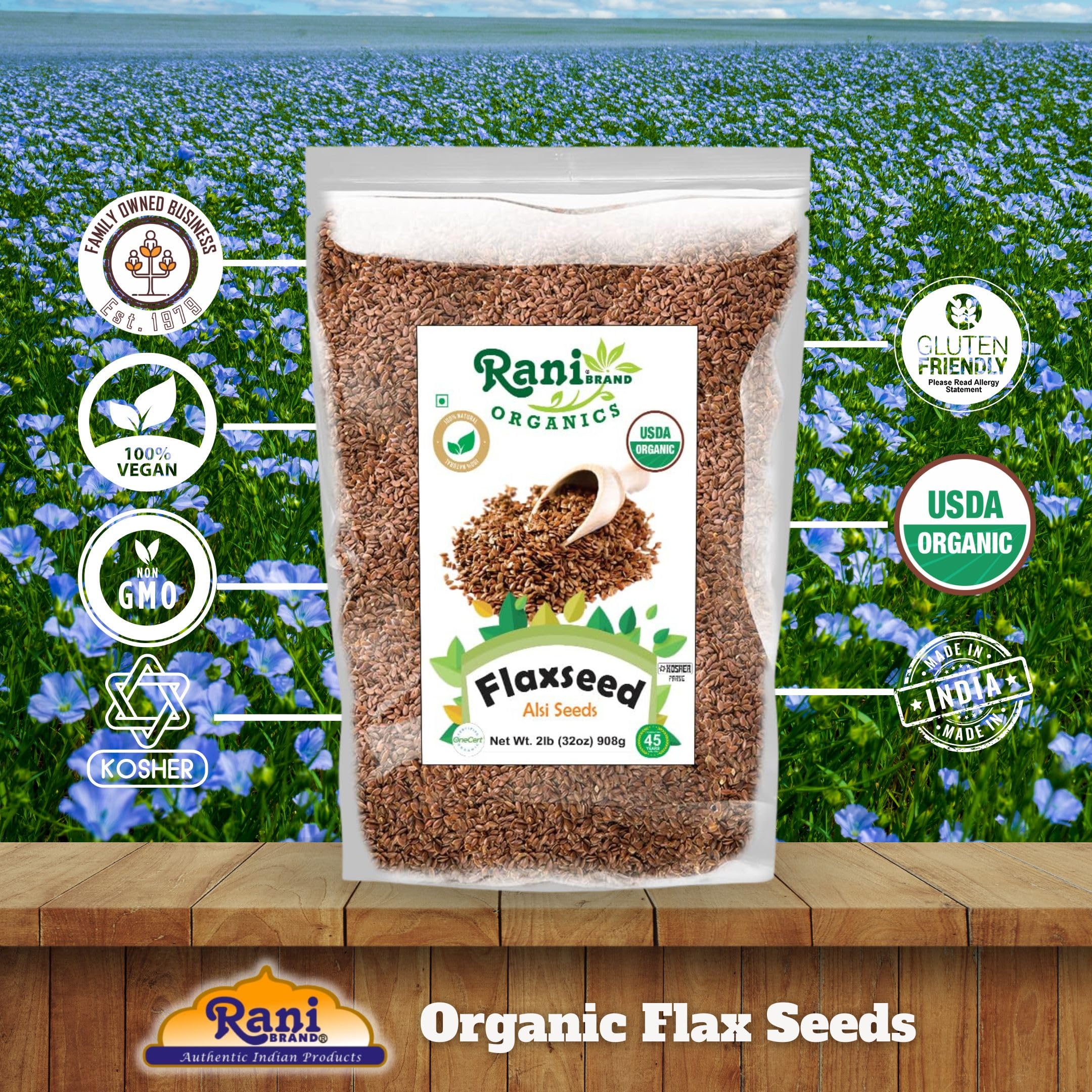 Rani Organic Flax Seeds Whole Raw (Alsi, Linum usitatissimum) 32oz (2lbs) 908g ~ All Natural | Gluten Friendly | Non-GMO | Kosher | Vegan | Indian Origin | USDA Certified Organic - Image 4