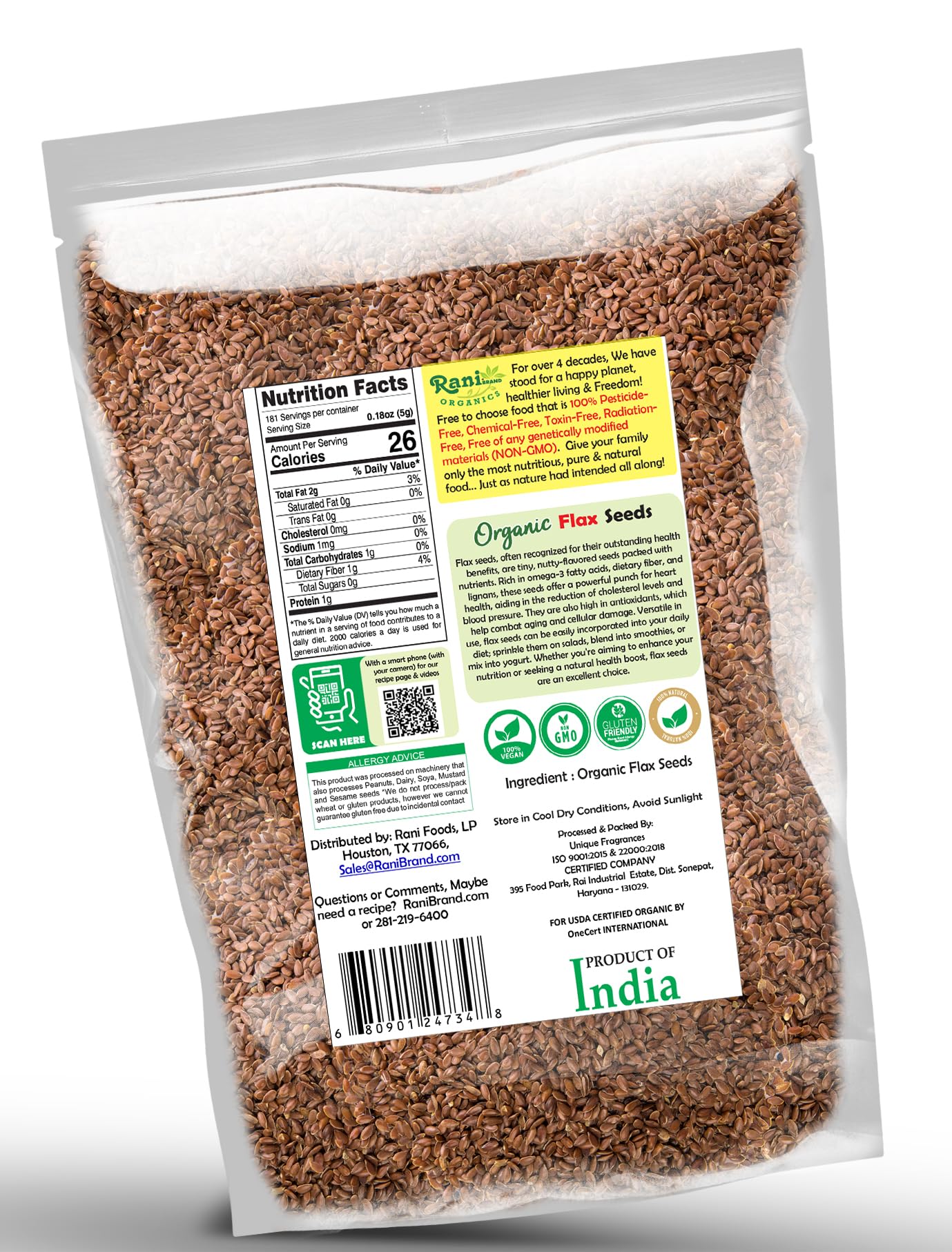 Rani Organic Flax Seeds Whole Raw (Alsi, Linum usitatissimum) 32oz (2lbs) 908g ~ All Natural | Gluten Friendly | Non-GMO | Kosher | Vegan | Indian Origin | USDA Certified Organic - Image 8