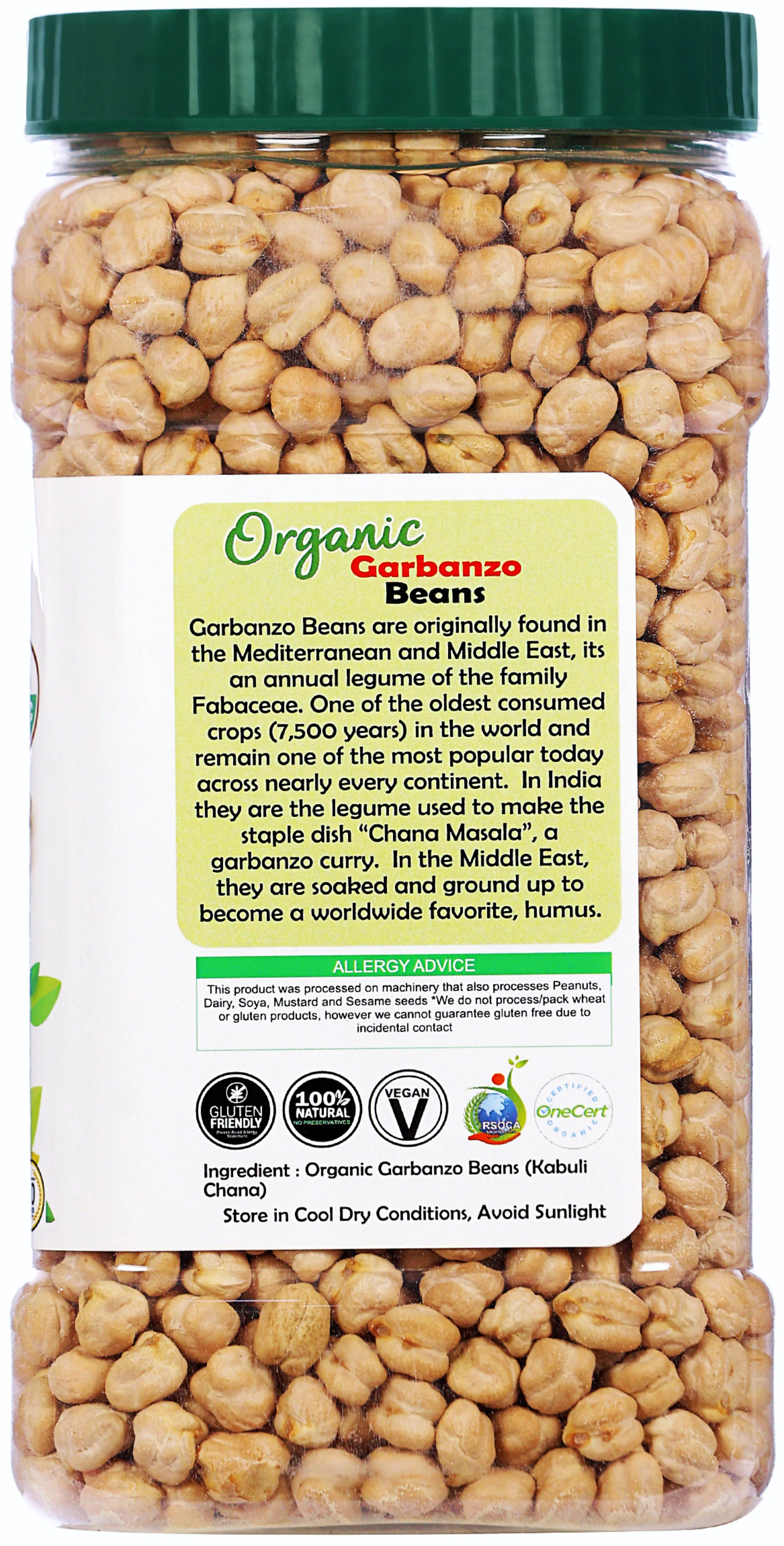 Rani Organic Garbanzo Beans (Kabuli Chana) 48oz (3lbs) 1.36kg Bulk PET Jar ~ All Natural | Vegan | Gluten Friendly | NON-GMO | Indian Origin - Image 4