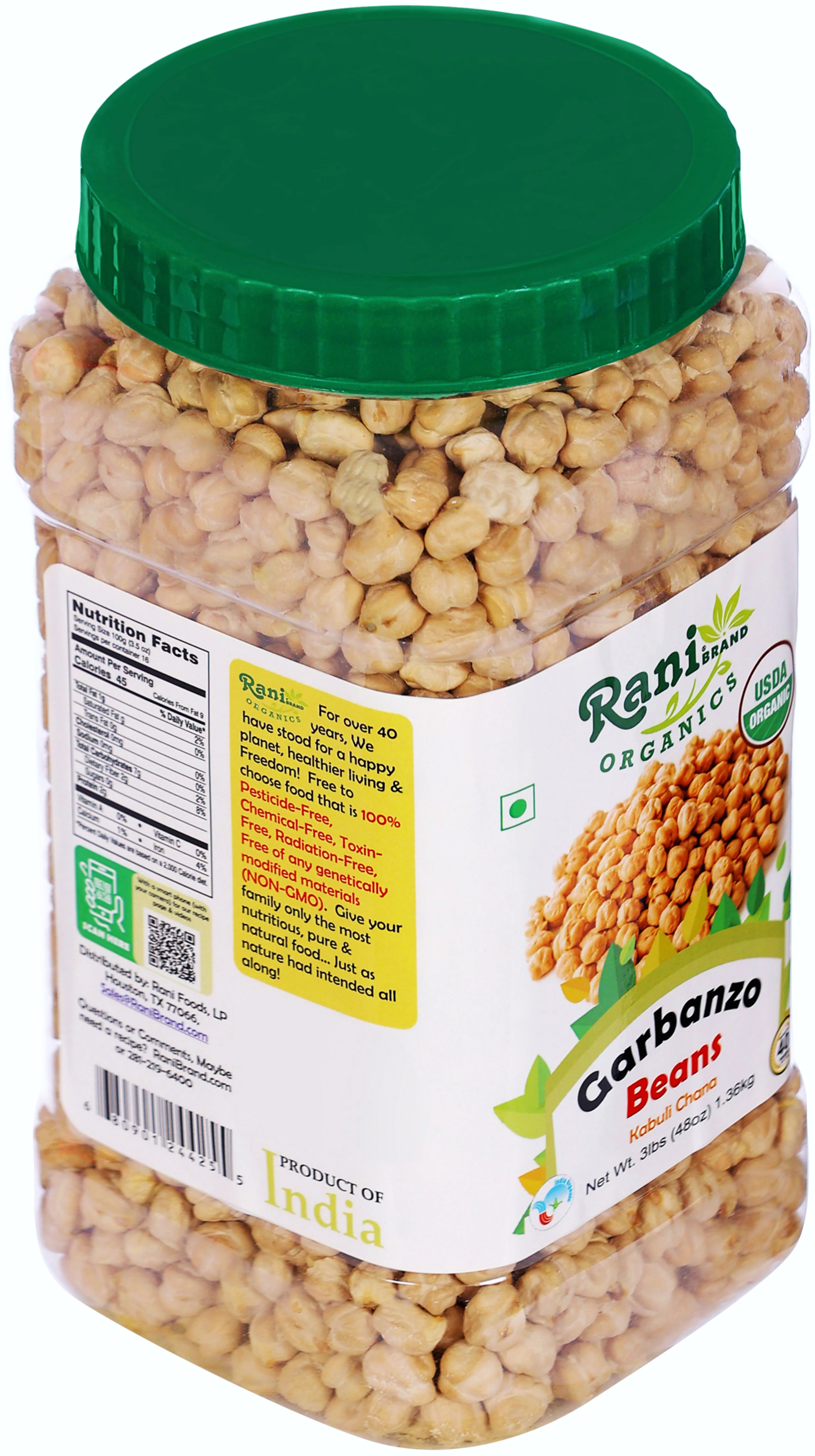 Rani Organic Garbanzo Beans (Kabuli Chana) 48oz (3lbs) 1.36kg Bulk PET Jar ~ All Natural | Vegan | Gluten Friendly | NON-GMO | Indian Origin - Image 8