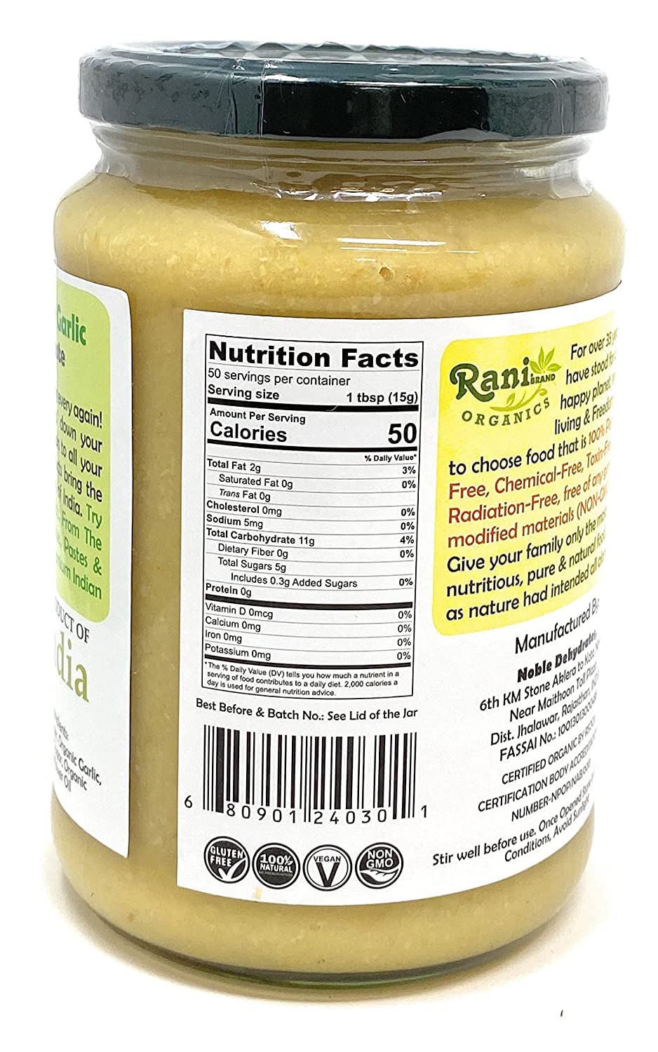 Rani Organic Ginger-Garlic Cooking Paste 26.5oz (750g) ~ Vegan | Glass Jar | Gluten Free | NON-GMO | No Colors | Indian Origin | USDA Certified Organic - Image 4