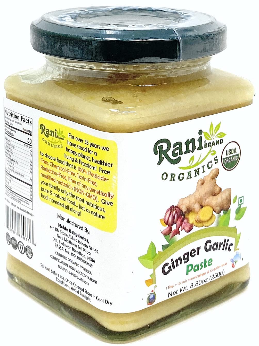 Rani Organic Ginger-Garlic Cooking Paste 8.80oz (250g) ~ Vegan | Glass Jar | Gluten Free | NON-GMO | No Colors | USDA Certified Organic - Image 3