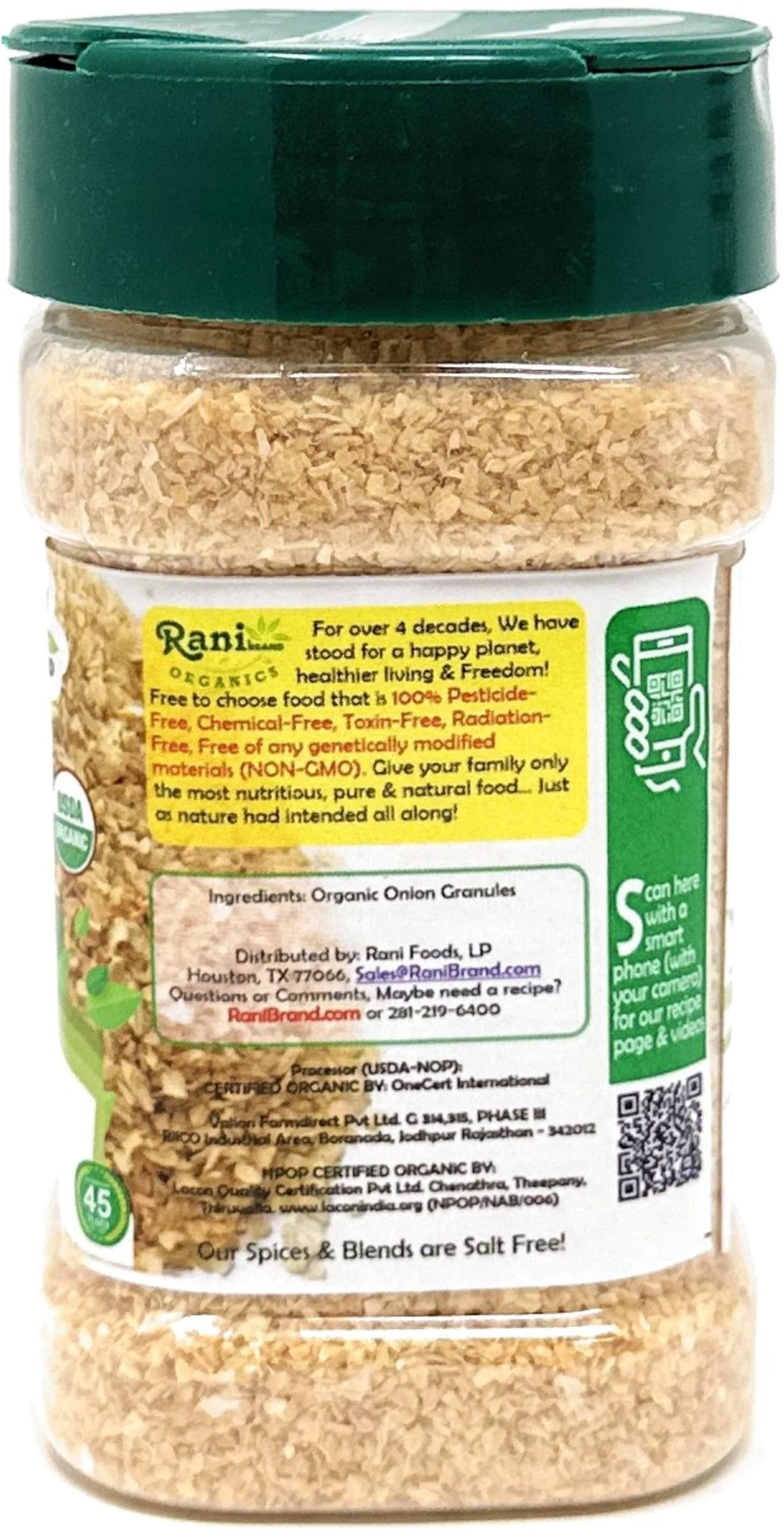 Rani Organic Granulated Onion (Pyaaz Granules) 3oz (85g) PET Jar ~ All Natural | Gluten Friendly | Vegan | NON-GMO | Kosher | No Salt or fillers | Indian Origin - Image 8