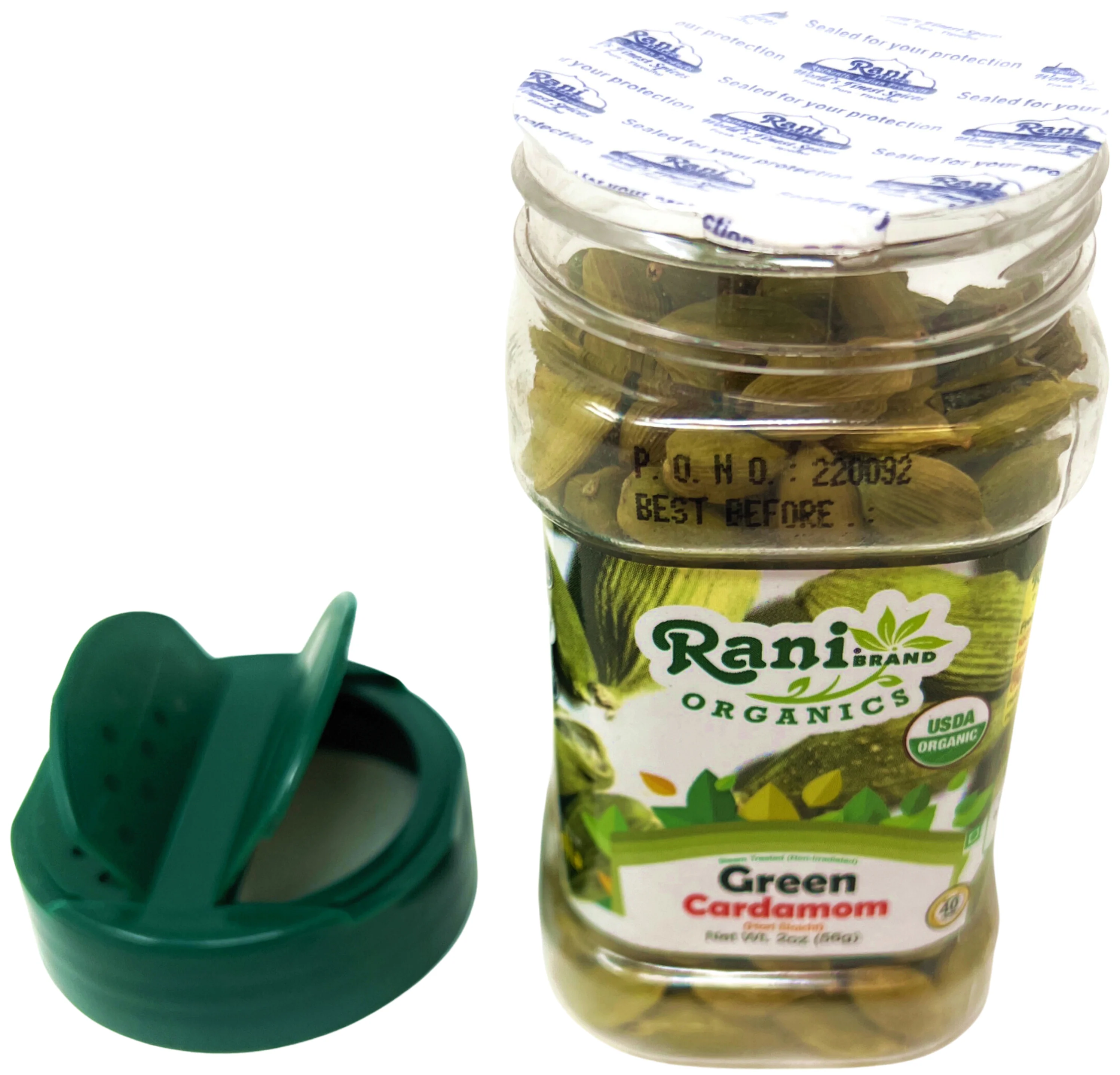 Rani Organic Green Cardamom Pods Spice (Hari Elachi) 2oz (56g) PET Jar ~ All Natural | Vegan | Gluten Friendly | Non-GMO | Indian Origin | USDA Certified Organic - Image 2