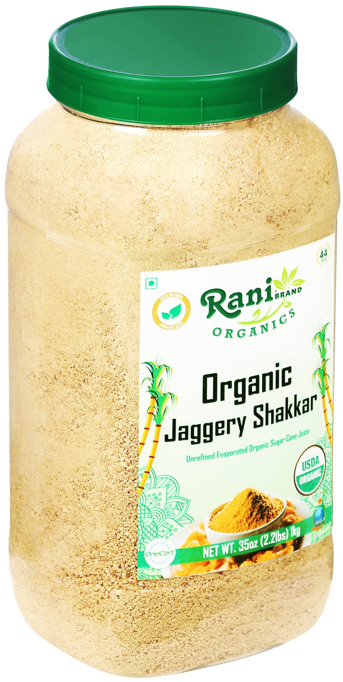 Rani Organic Jaggery Shakkar (Unrefined Evaporated Organic Sugar Cane Juice) 35oz (2.2lbs) 1kg PET Jar ~ Gluten Friendly | Vegan | NON-GMO | No Salt or fillers | Indian Product | USDA Certified Organic - Image 8