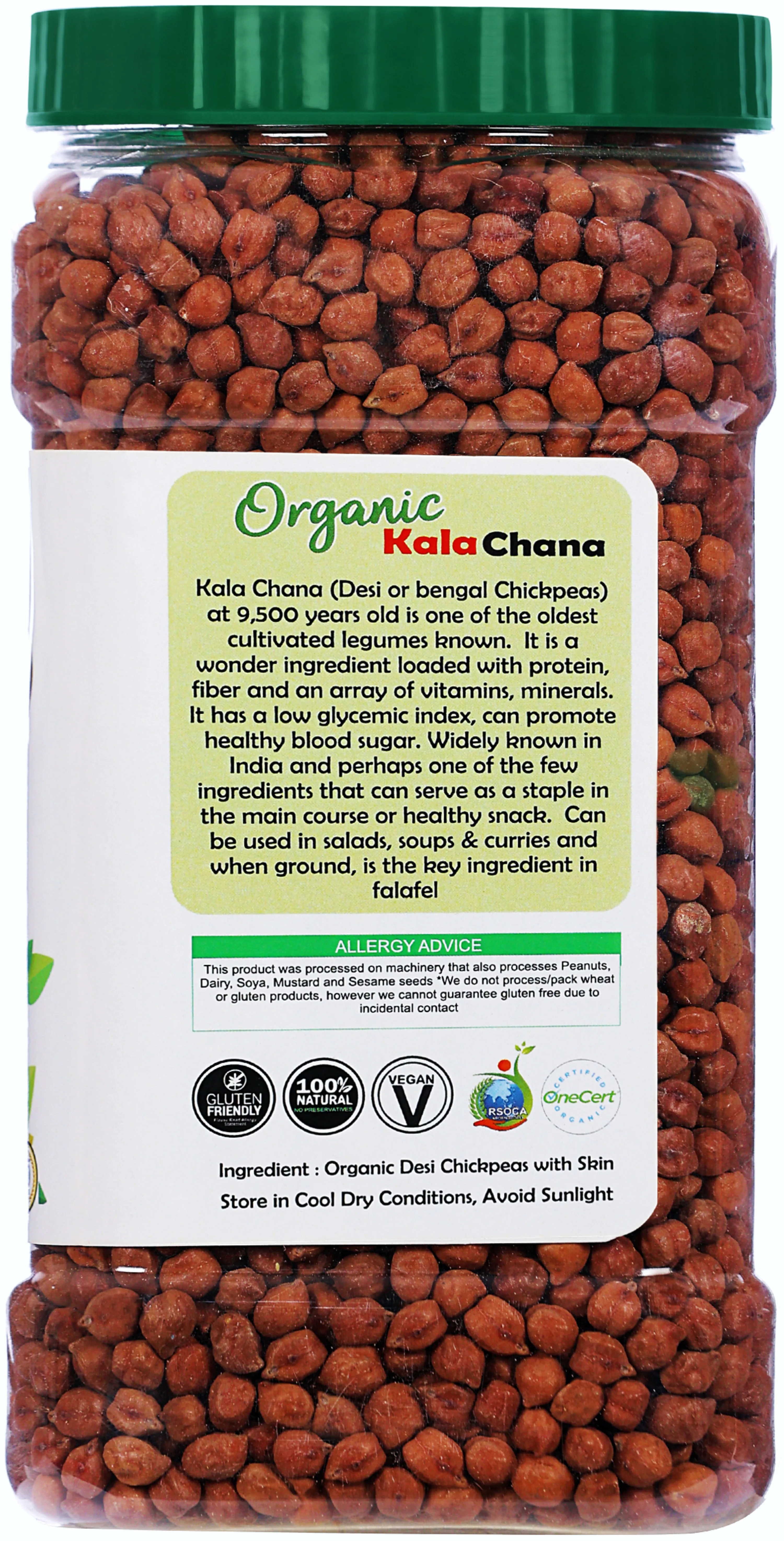 Rani Organic Kala Chana (Desi Chickpeas with Skin) 48oz (3lbs) 1.36kg Bulk PET Jar ~ All Natural | Vegan | Gluten Friendly | USDA Certified Organic - Image 4