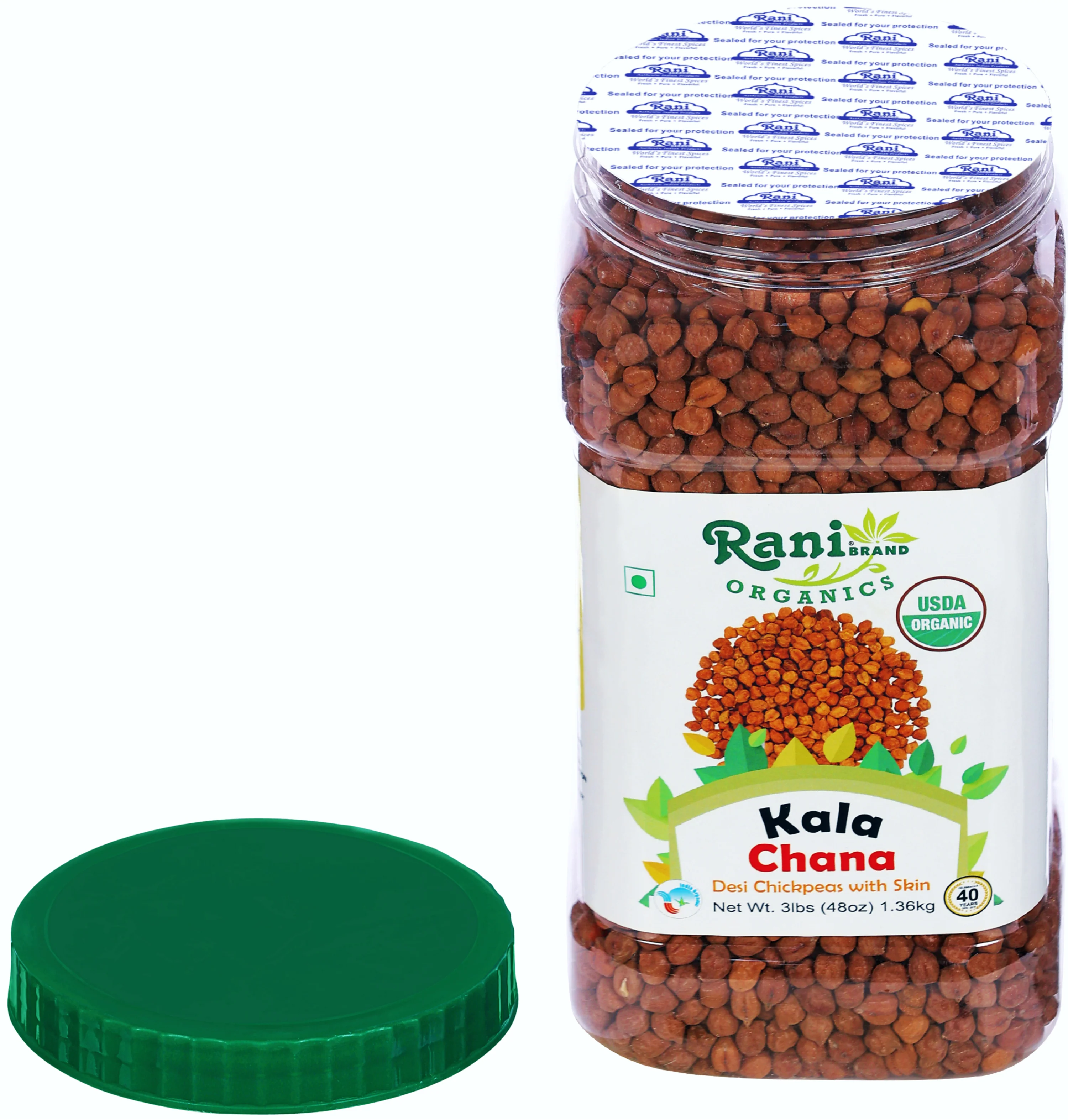 Rani Organic Kala Chana (Desi Chickpeas with Skin) 48oz (3lbs) 1.36kg Bulk PET Jar ~ All Natural | Vegan | Gluten Friendly | USDA Certified Organic - Image 6