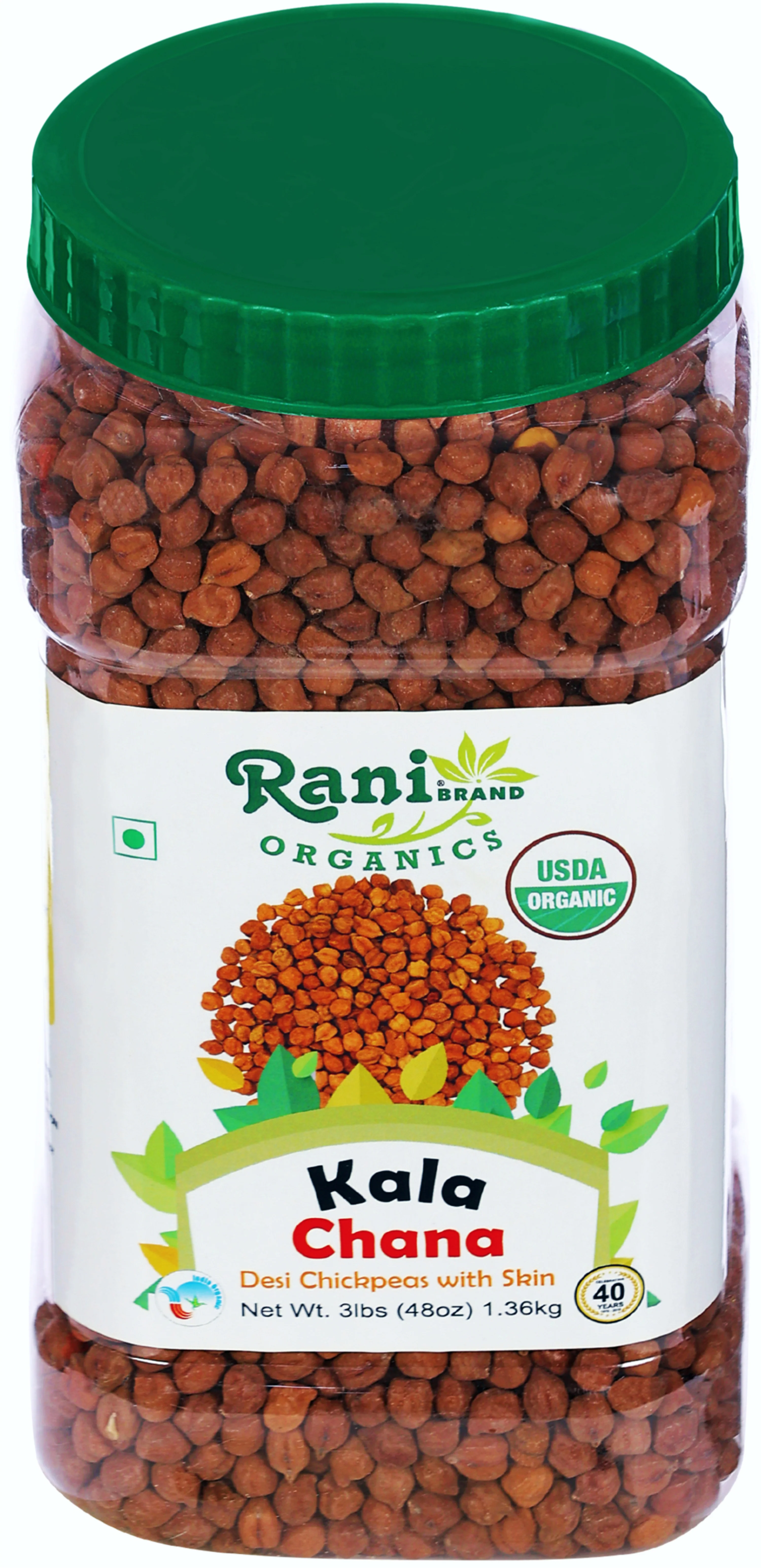 Rani Organic Kala Chana (Desi Chickpeas with Skin) 48oz (3lbs) 1.36kg Bulk PET Jar ~ All Natural | Vegan | Gluten Friendly | USDA Certified Organic - Image 7