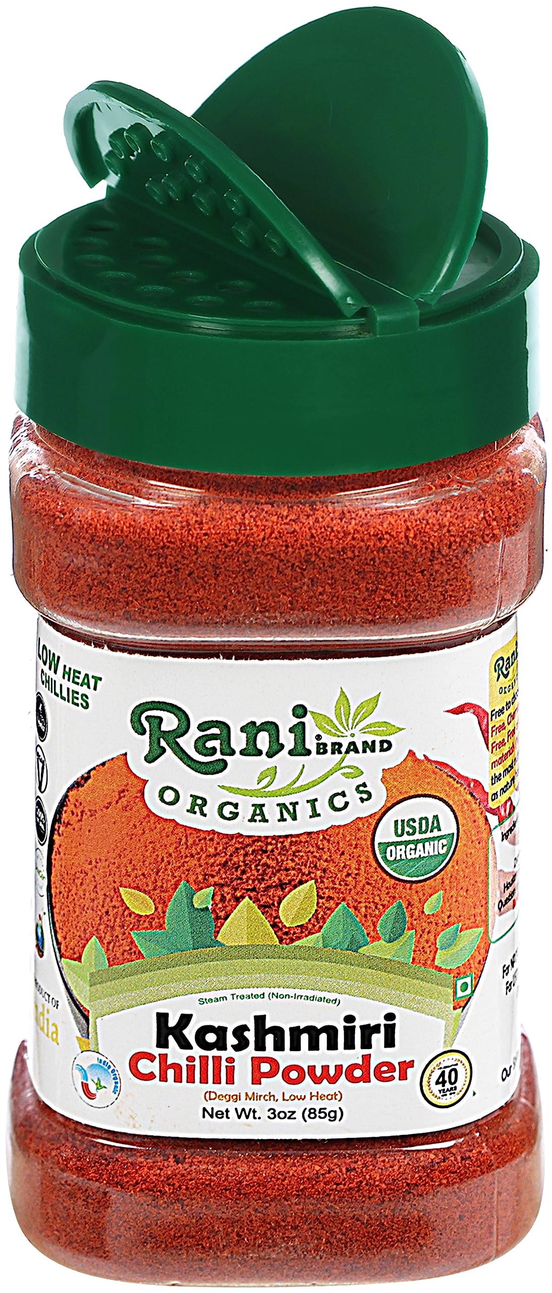 Rani Organic Kashmiri Chilli Powder (Deggi Mirch, Low Heat) 3oz (85g) PET Jar ~ All Natural | Vegan | Gluten Friendly | NON-GMO | Indian Origin | USDA Certified Organic - Image 7