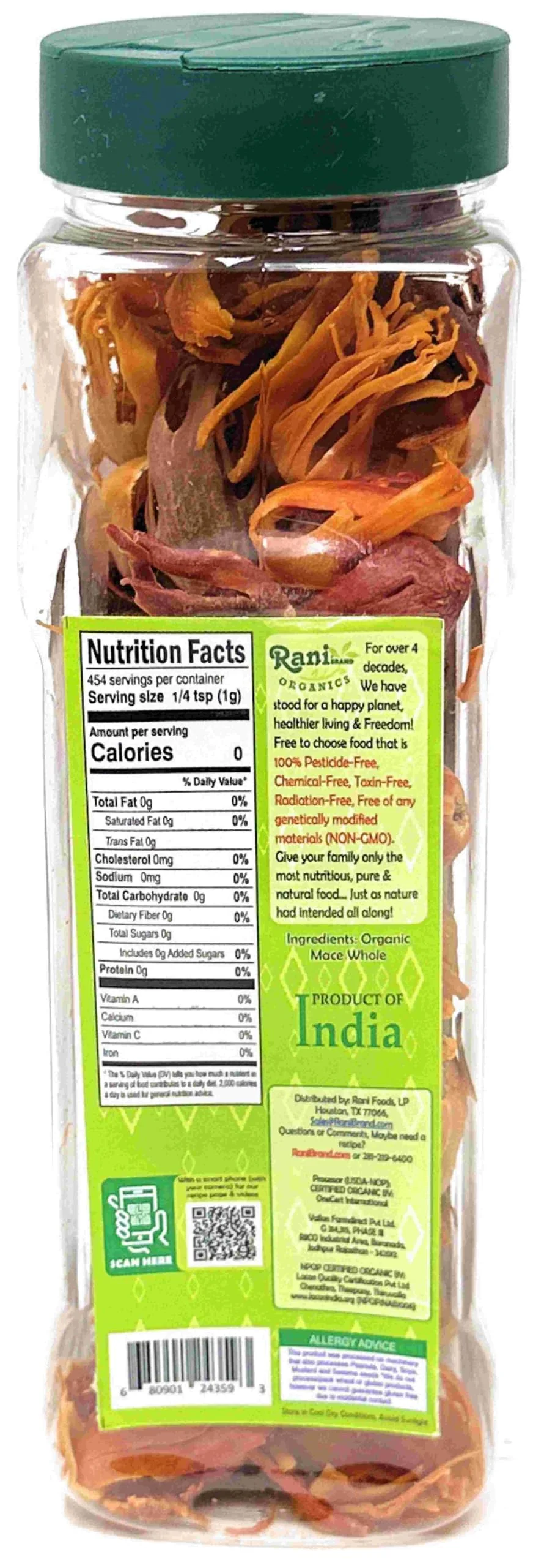 Rani Organic Mace Whole (Javathri), Spice 3.5oz (100g) PET Jar ~ All Natural | Vegan | Gluten Friendly | NON-GMO | Kosher | Indian Origin | USDA Certified Organic - Image 6