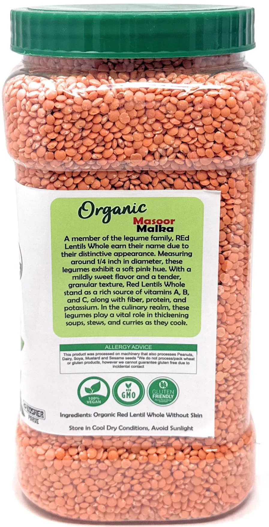 Rani Organic Masoor Gota (Football) Indian Red Lentils Skinless 64oz (4lbs) 1.81kg Bulk ~ All Natural | Gluten Friendly | NON-GMO | Kosher | Vegan | Product of USA - Image 6