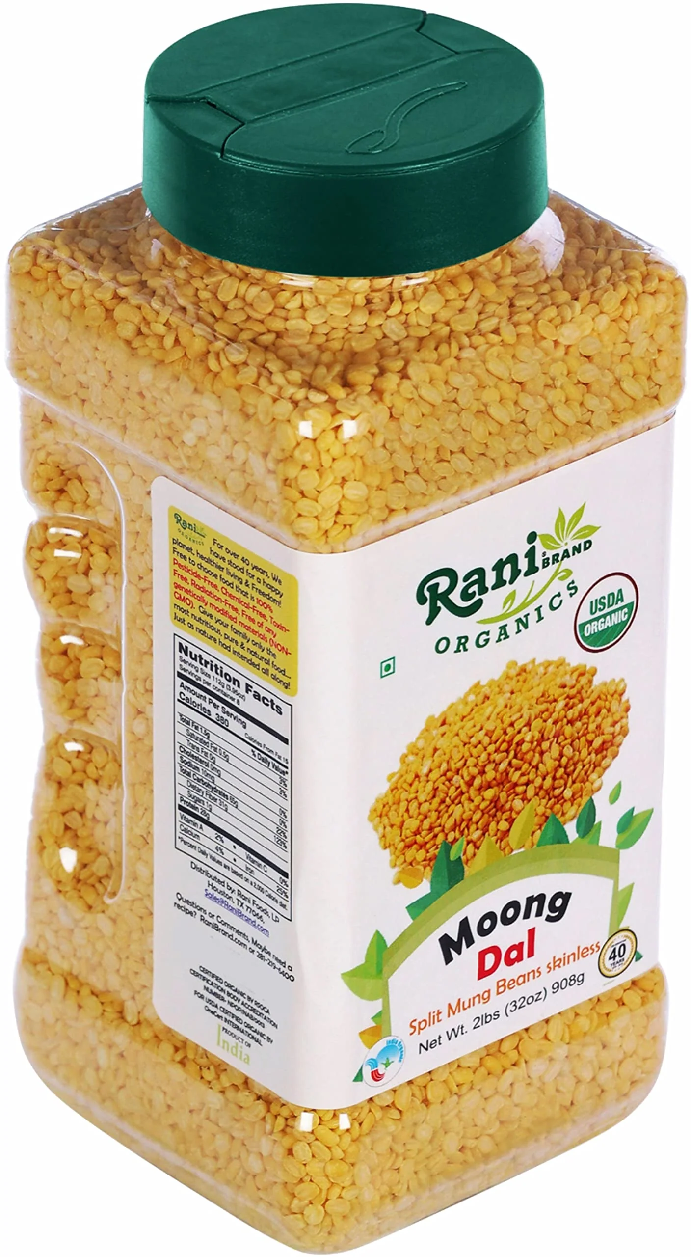Rani Organic Moong Dal (Split Moong Beans Skinless) Indian Lentils 32oz (2lbs) 908g PET Jar ~ All Natural | Vegan | USDA Certified Organic - Image 10