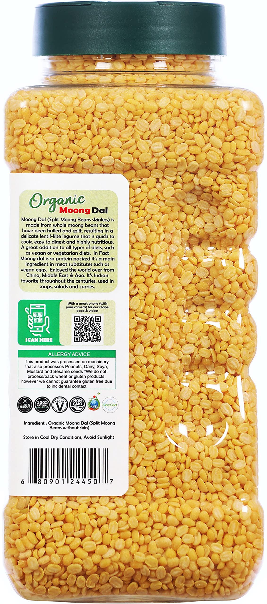 Rani Organic Moong Dal (Split Moong Beans Skinless) Indian Lentils 32oz (2lbs) 908g PET Jar ~ All Natural | Vegan | USDA Certified Organic - Image 4