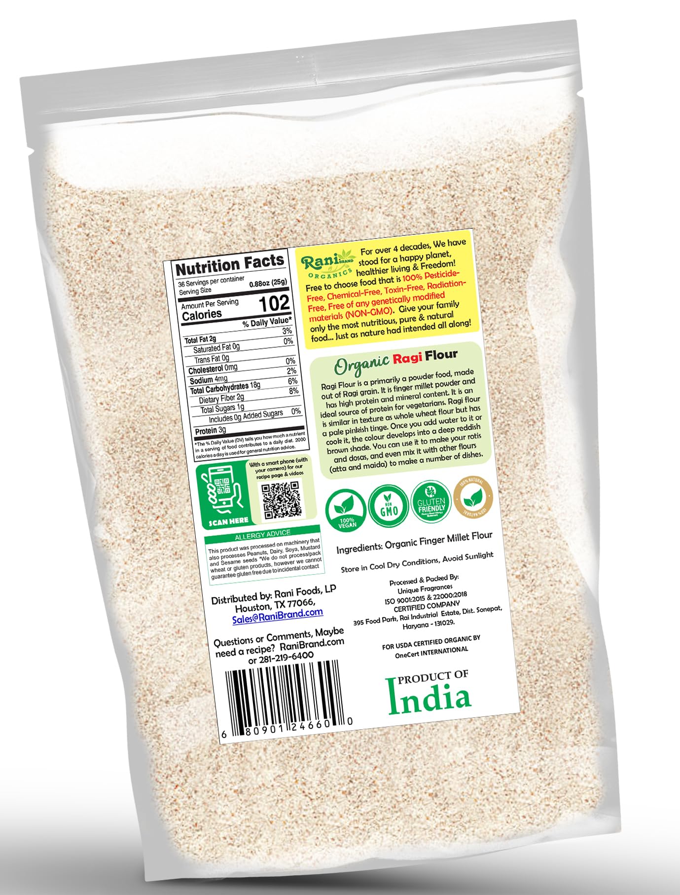 Rani Organic Ragi (Red Millet) Flour 32oz (2lbs) 908g ~ All Natural | Vegan | Gluten Friendly | NON-GMO | Kosher | Indian Origin | USDA Certified Organic - Image 9
