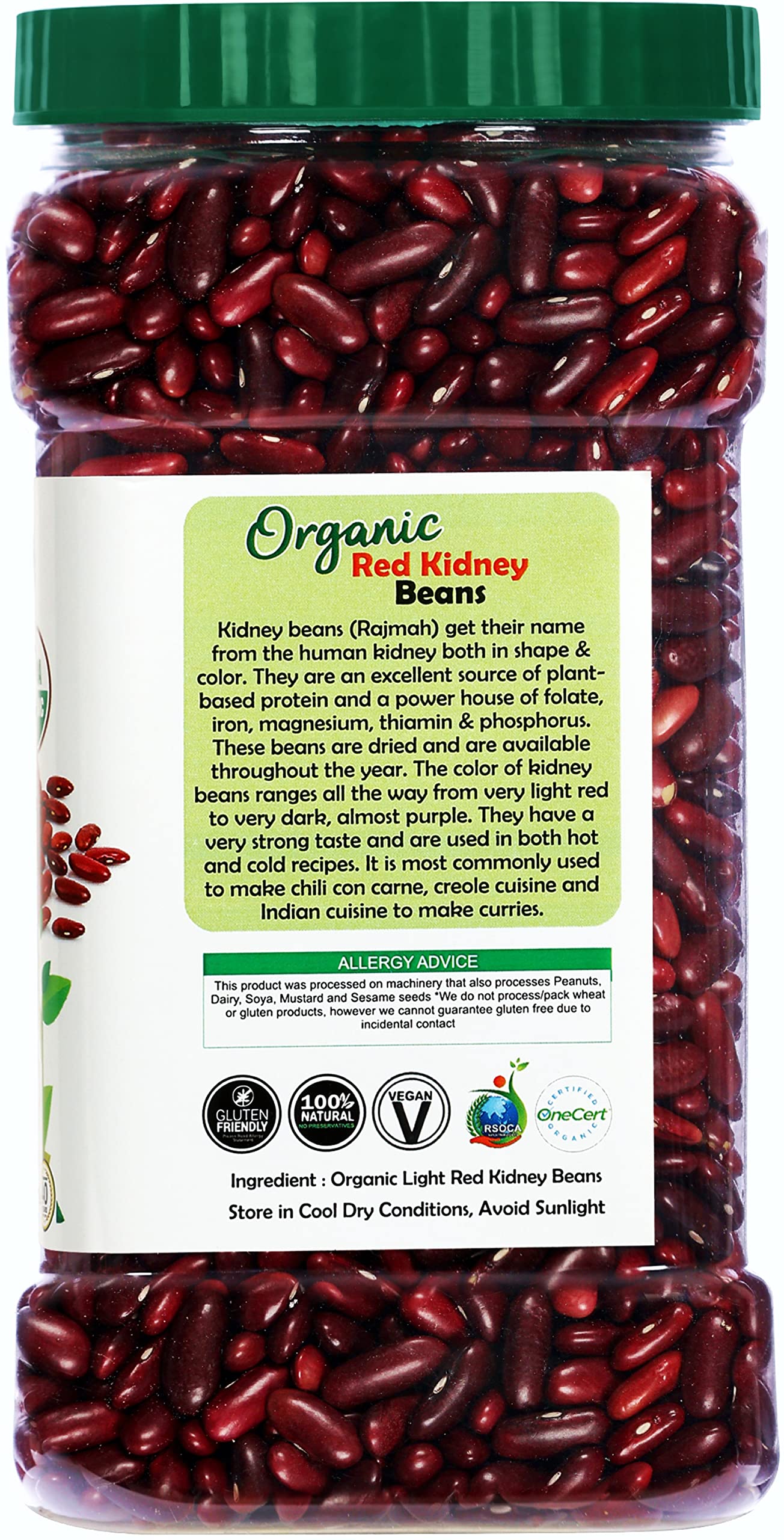 Rani Organic Red Kidney Beans (Rajmah Beans) Light 48oz (3lbs) 1.36kg Bulk PET Jar ~ All Natural | Vegan | Gluten Friendly | NON-GMO | Indian Origin - Image 4