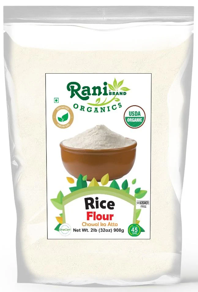 Rani Organic Rice (White) Flour 32oz (2lbs) 908g ~ All Natural | Gluten Friendly | Vegan | NON-GMO | Kosher | Indian Origin | USDA Certified Organic