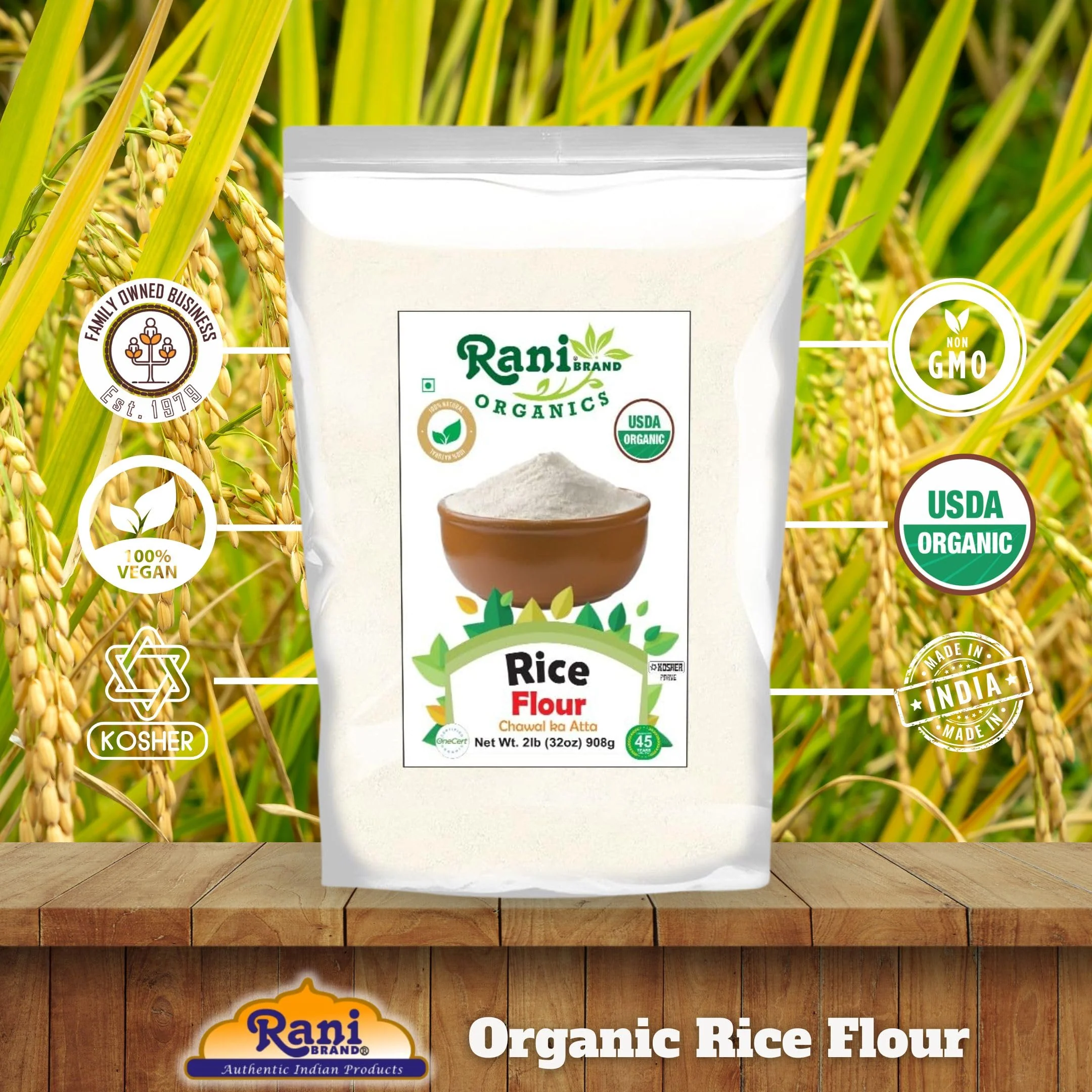 Rani Organic Rice (White) Flour 32oz (2lbs) 908g ~ All Natural | Gluten Friendly | Vegan | NON-GMO | Kosher | Indian Origin | USDA Certified Organic - Image 4