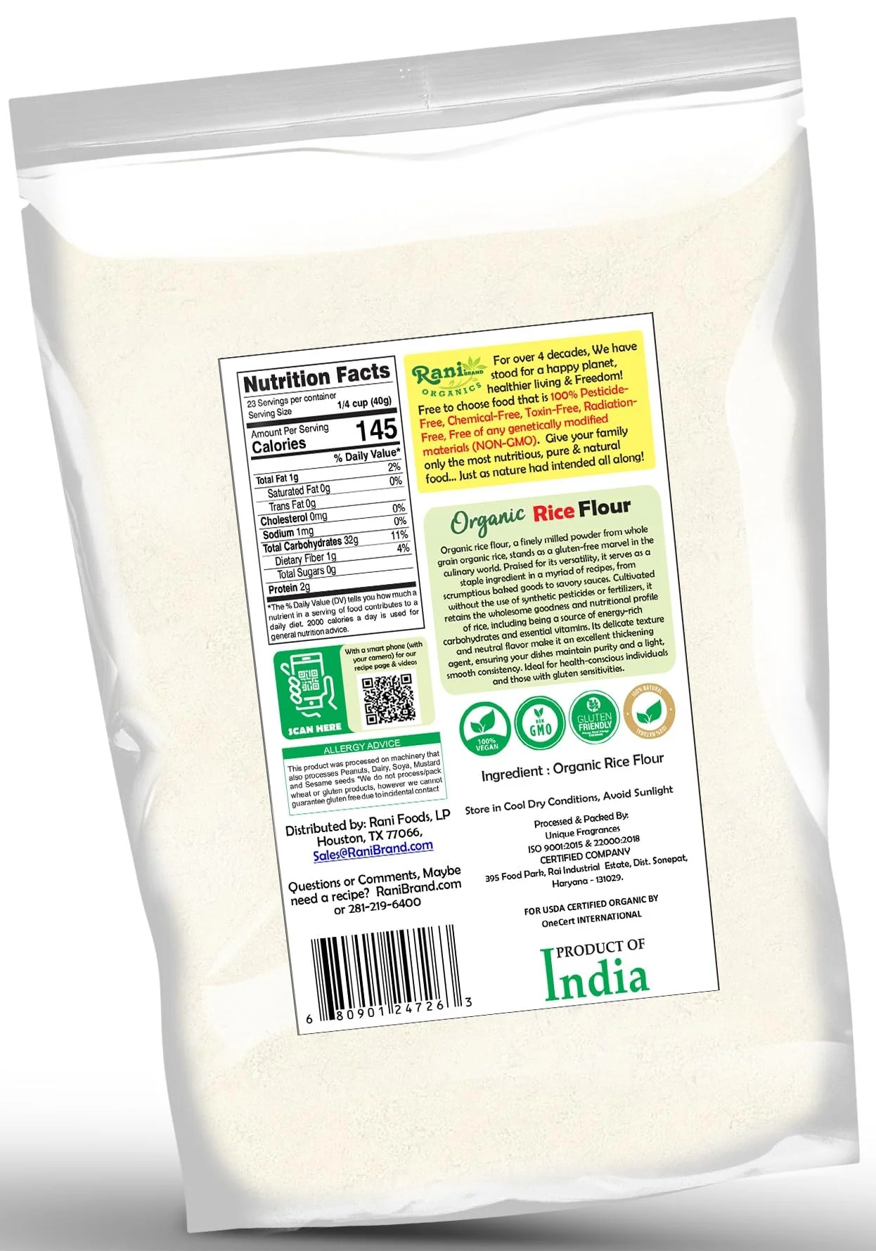 Rani Organic Rice (White) Flour 32oz (2lbs) 908g ~ All Natural | Gluten Friendly | Vegan | NON-GMO | Kosher | Indian Origin | USDA Certified Organic - Image 8