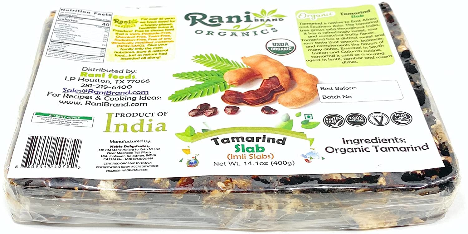 Rani Organic Tamarind Slabs (Imli Slabs) 14oz (400g) ~ Natural | No added sugar | Vegan | Gluten Free | NON-GMO | USDA Certified Organic - Image 2