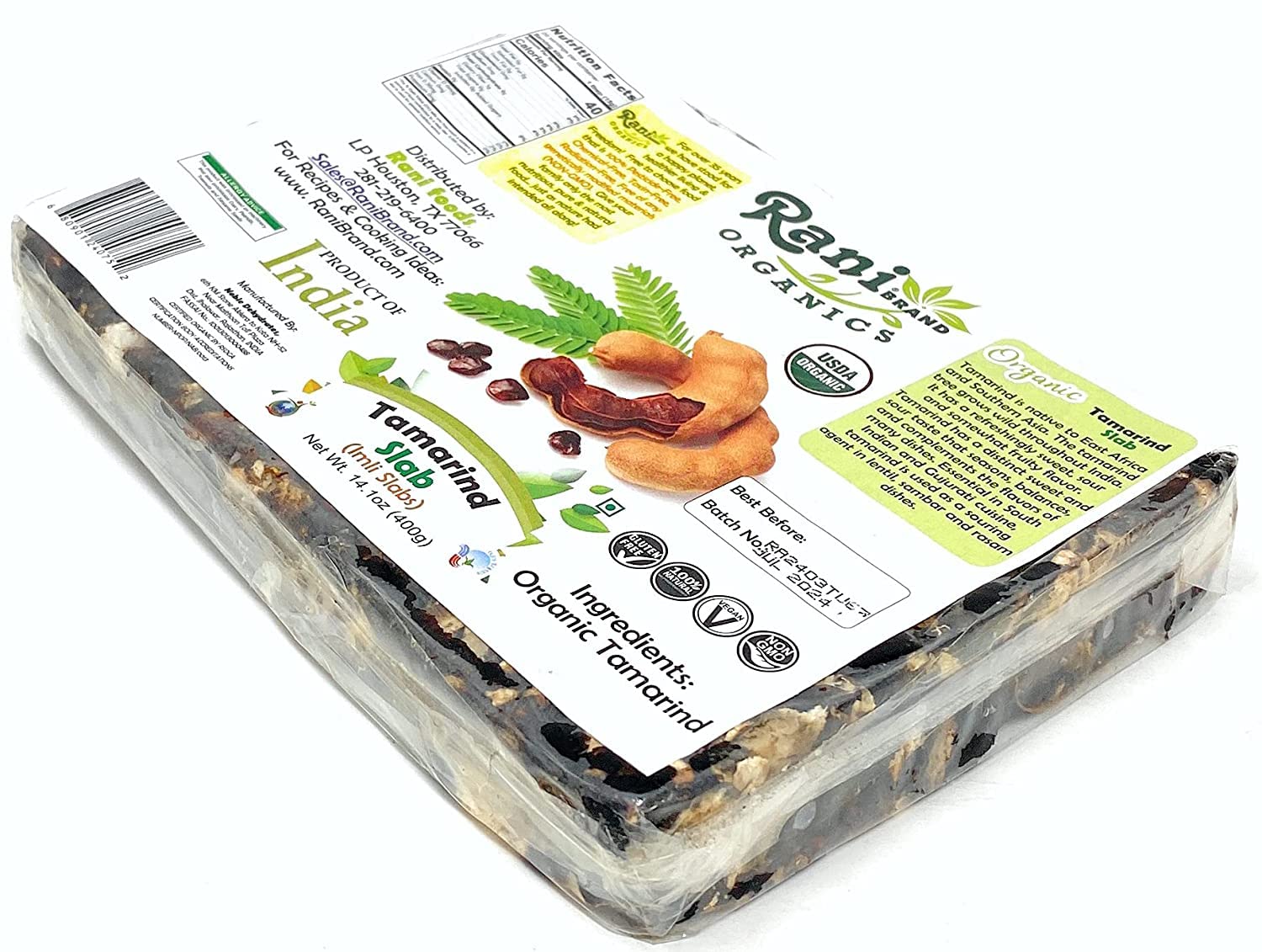 Rani Organic Tamarind Slabs (Imli Slabs) 14oz (400g) ~ Natural | No added sugar | Vegan | Gluten Free | NON-GMO | USDA Certified Organic - Image 3