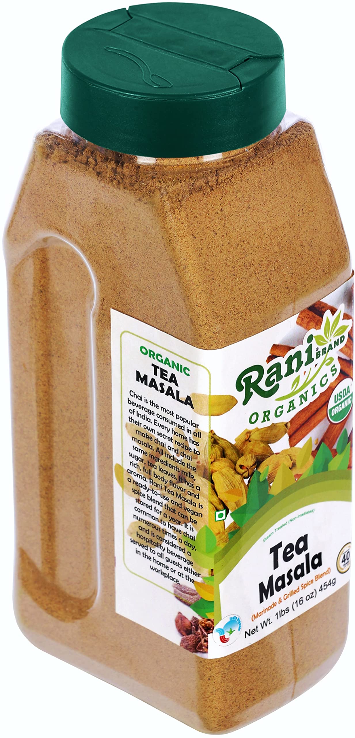 Rani Organic Tea (Chai) Masala Indian Spice Blend 16oz (1lb) 454g PET Jar ~ All Natural | Vegan | Indian Origin | USDA Certified Organic - Image 9