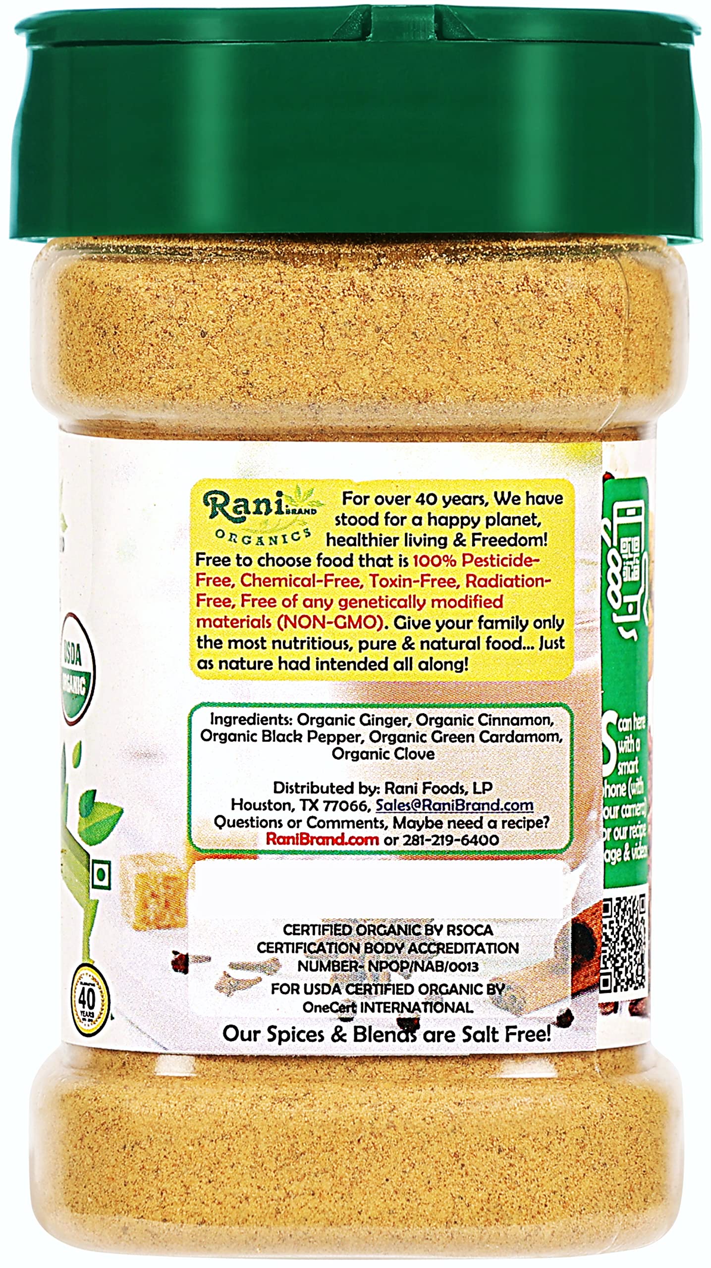 Rani Organic Tea (Chai) Masala Indian Spice Blend 3oz (85g) PET Jar ~ All Natural | Vegan | Gluten Friendly | Indian Origin | USDA Certified Organic - Image 4