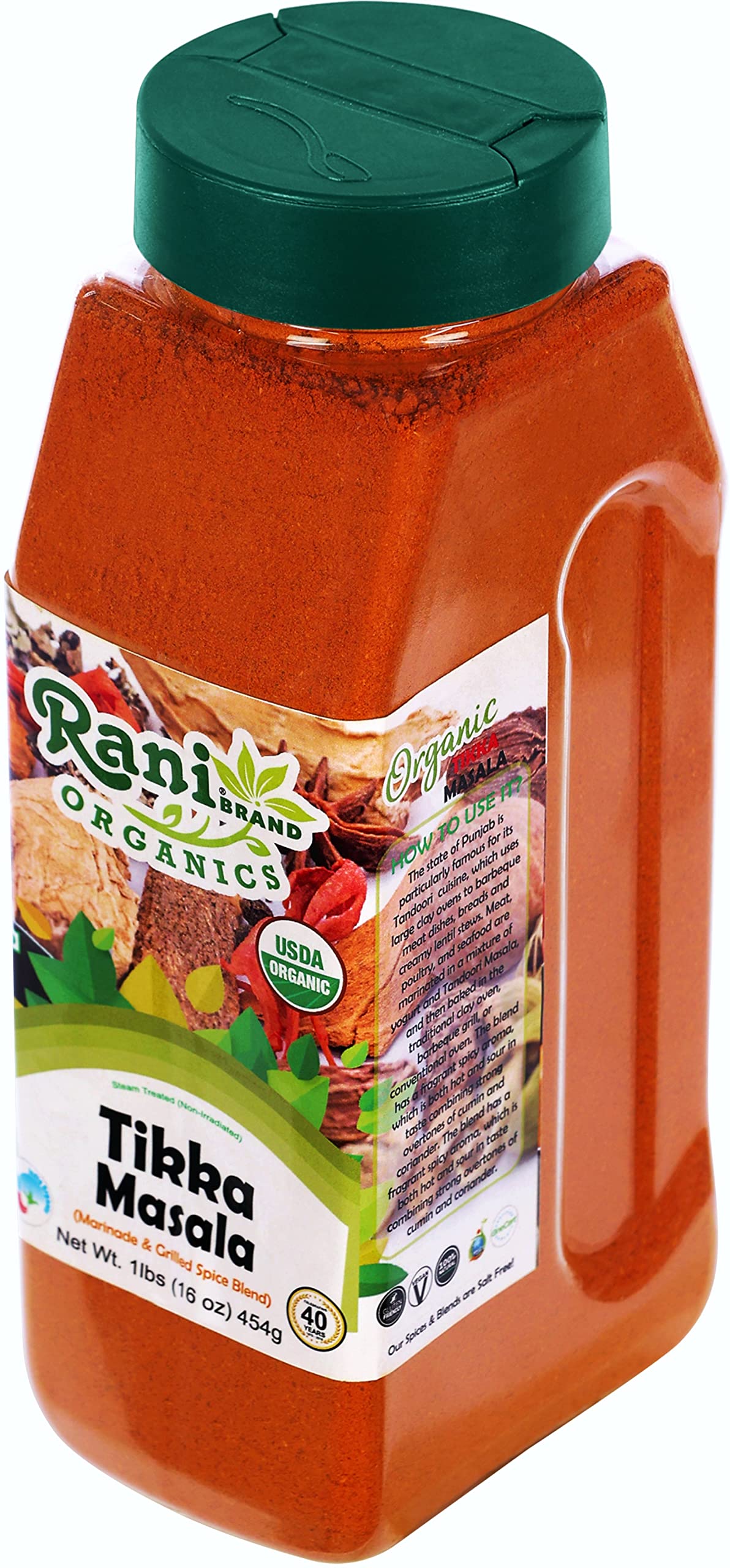 Rani Organic Tikka Masala (Marinade & Grilled Spice Blend) 6-Spice Indian Blend 16oz (1lb) 454g PET Jar ~ All Natural | USDA Certified Organic - Image 10