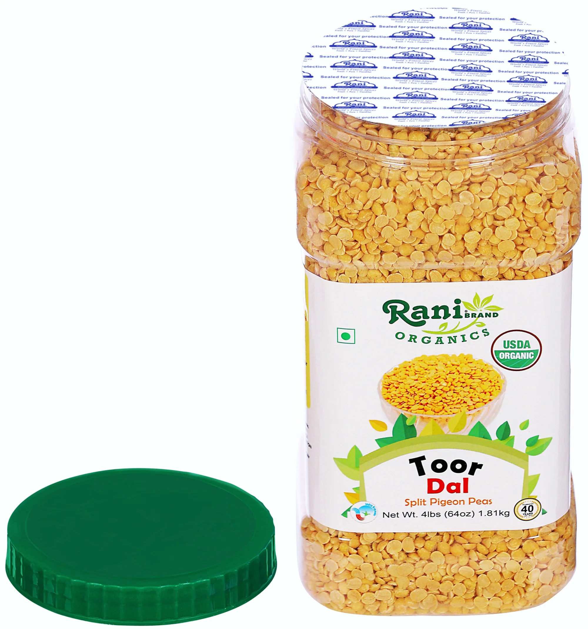 Rani Organic Toor Dal (Split Pigeon Peas) 64oz (4lbs) 1.81kg Bulk PET Jar ~ All Natural | Vegan | Gluten Friendly | NON-GMO | Indian Origin - Image 6