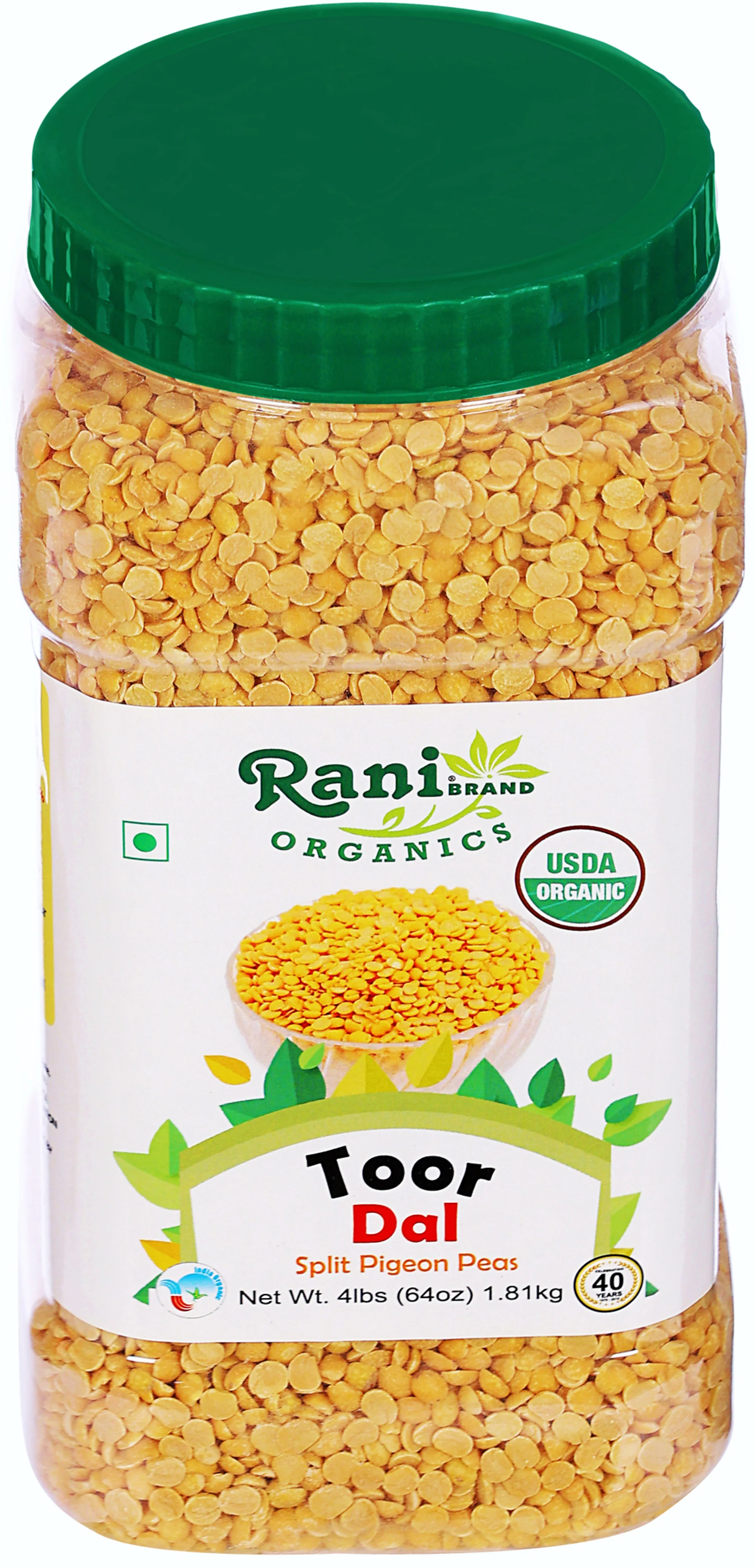 Rani Organic Toor Dal (Split Pigeon Peas) 64oz (4lbs) 1.81kg Bulk PET Jar ~ All Natural | Vegan | Gluten Friendly | NON-GMO | Indian Origin - Image 7