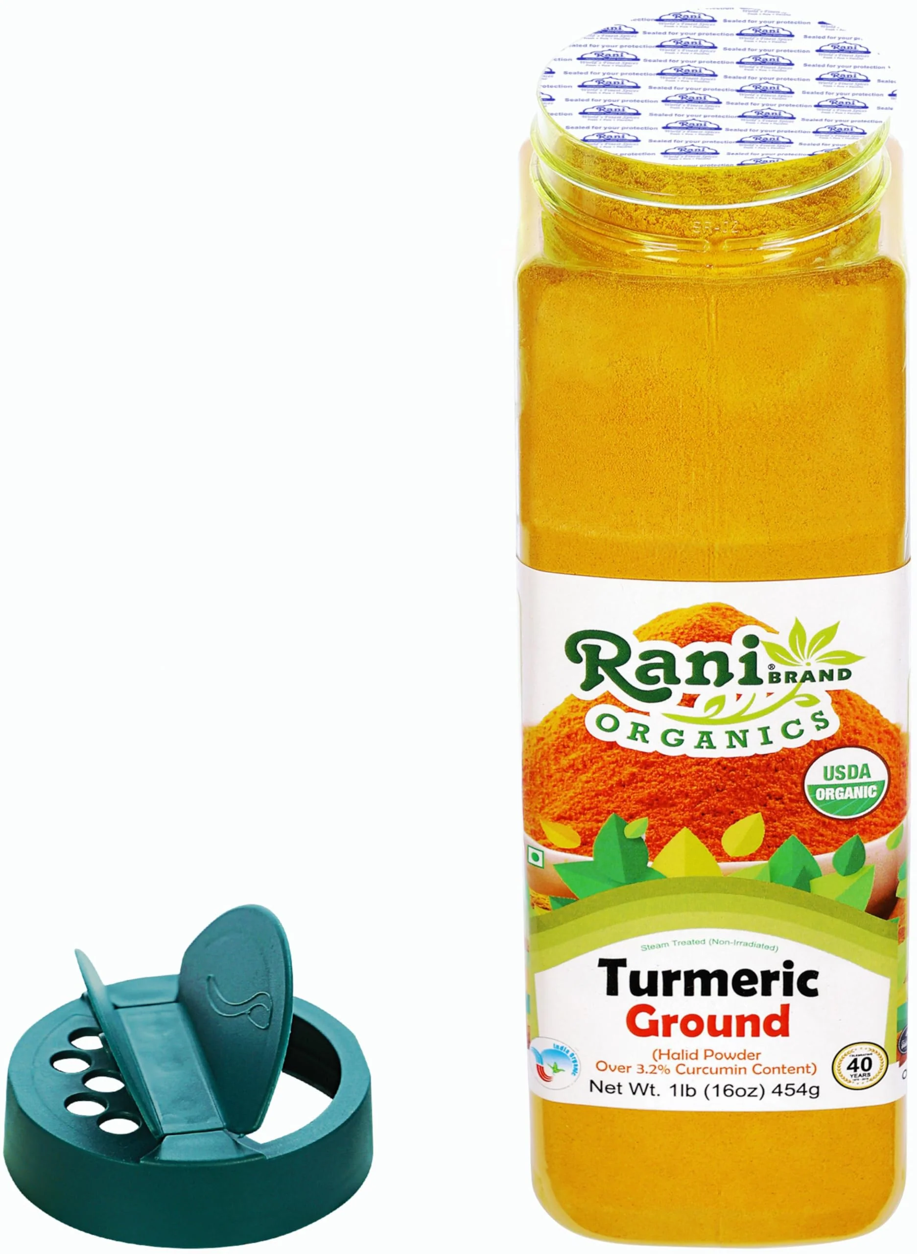 Rani Organic Turmeric (Haldi) Root Powder Spice, (High Curcumin Content) 16oz (1lb) 454g PET Jar ~ All Natural | Vegan | Gluten Friendly | NON-GMO | Kosher | Indian Origin | USDA Certified Organic - Image 6