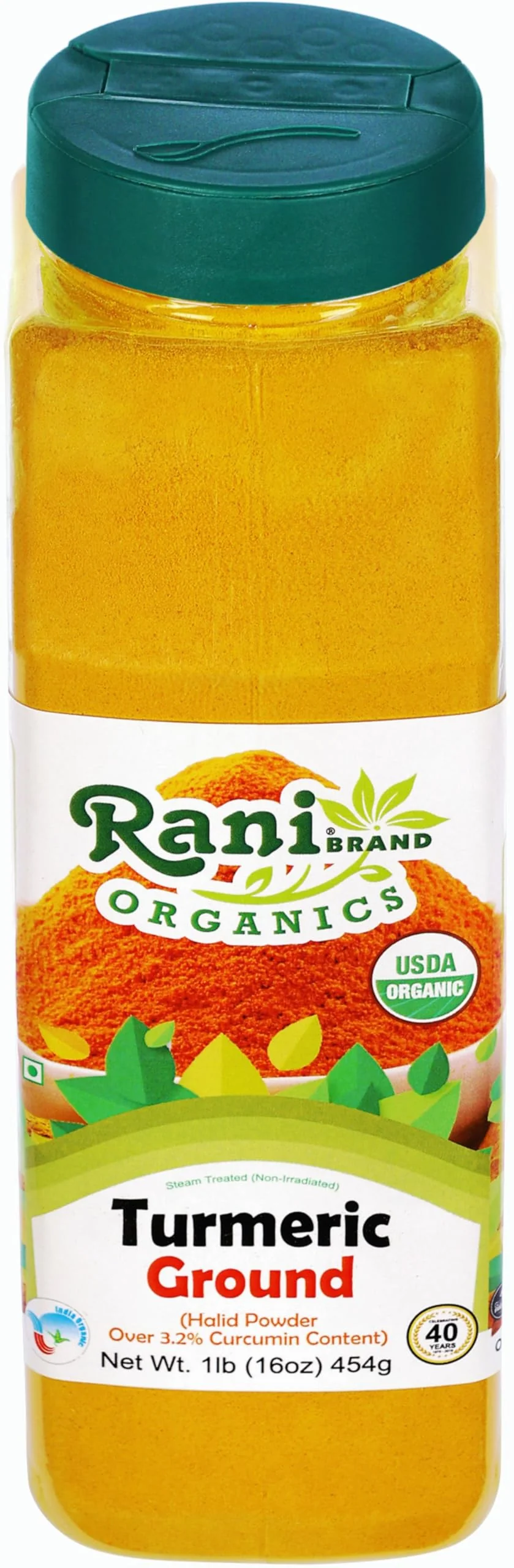 Rani Organic Turmeric (Haldi) Root Powder Spice, (High Curcumin Content) 16oz (1lb) 454g PET Jar ~ All Natural | Vegan | Gluten Friendly | NON-GMO | Kosher | Indian Origin | USDA Certified Organic - Image 9