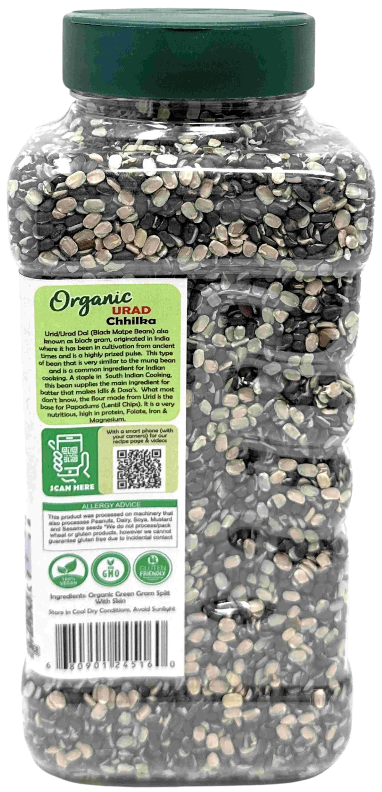 Rani Organic Urid/Urad Split Chilka (Split Matpe Beans with Skin) 32oz (2lbs) 908g PET Jar ~ All Natural | Gluten Friendly | Non-GMO | Kosher | Vegan | Indian Origin | USDA Certified Organic - Image 6