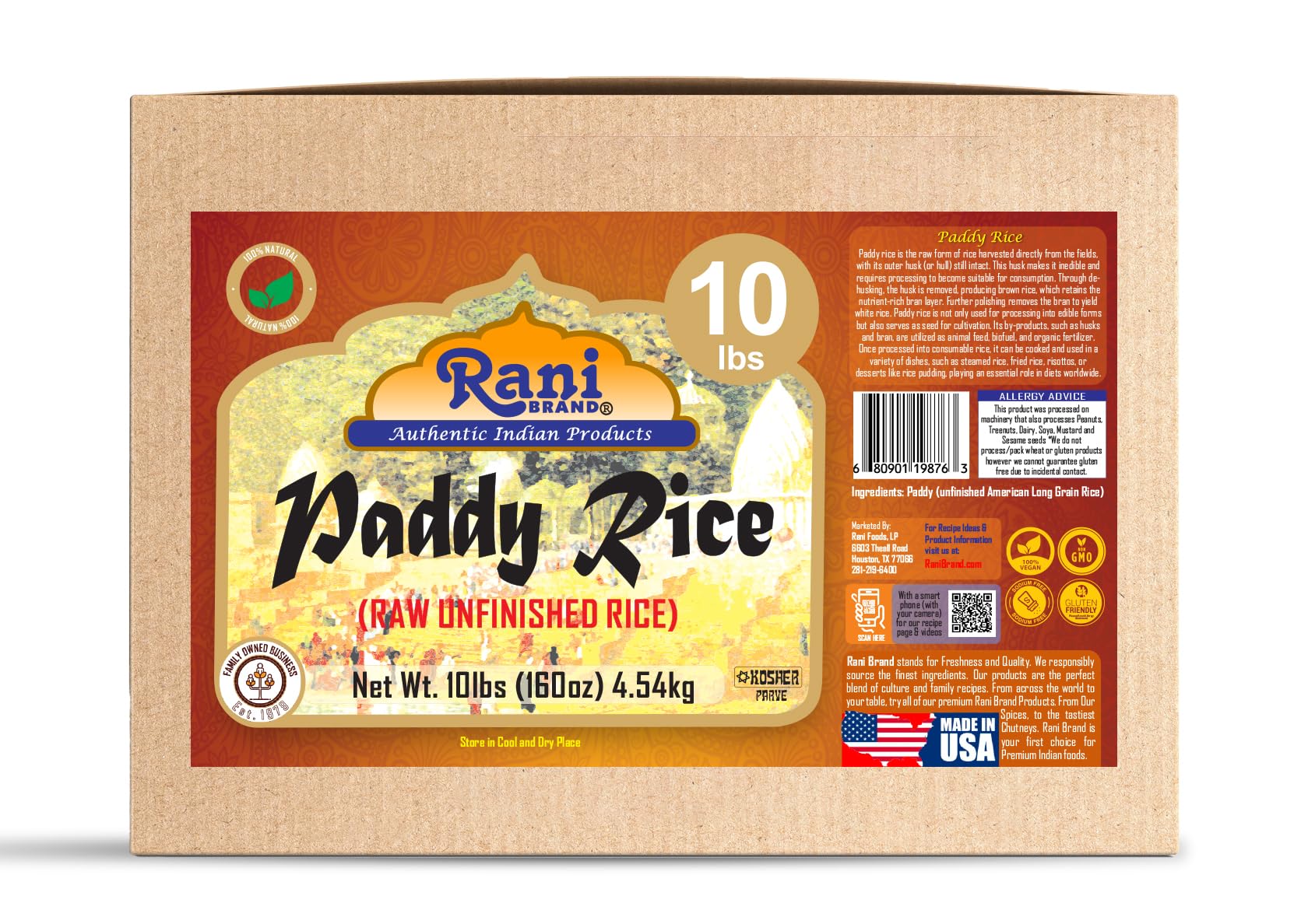 Rani Paddy Rice (Raw Unfinished Rice) 10lbs (160oz) 4.54kg Bulk Box ~ All Natural | Vegan | Gluten Friendly | NON-GMO | Kosher | Product of USA - Image 7