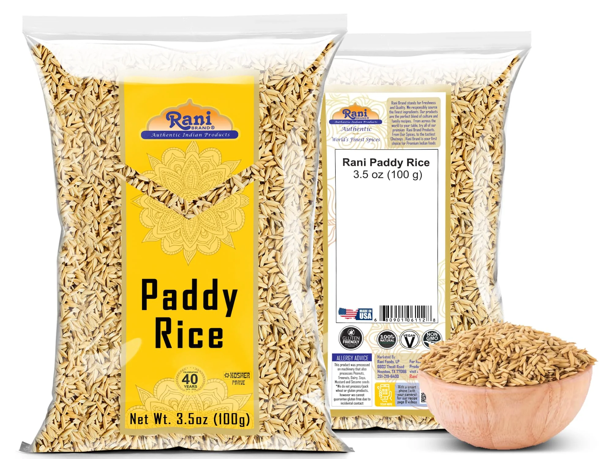 Rani Paddy Rice (Raw Unfinished Rice) 3.5oz (100g) ~ All Natural | Vegan | Gluten Friendly | NON-GMO | Kosher | Product of USA - Image 7