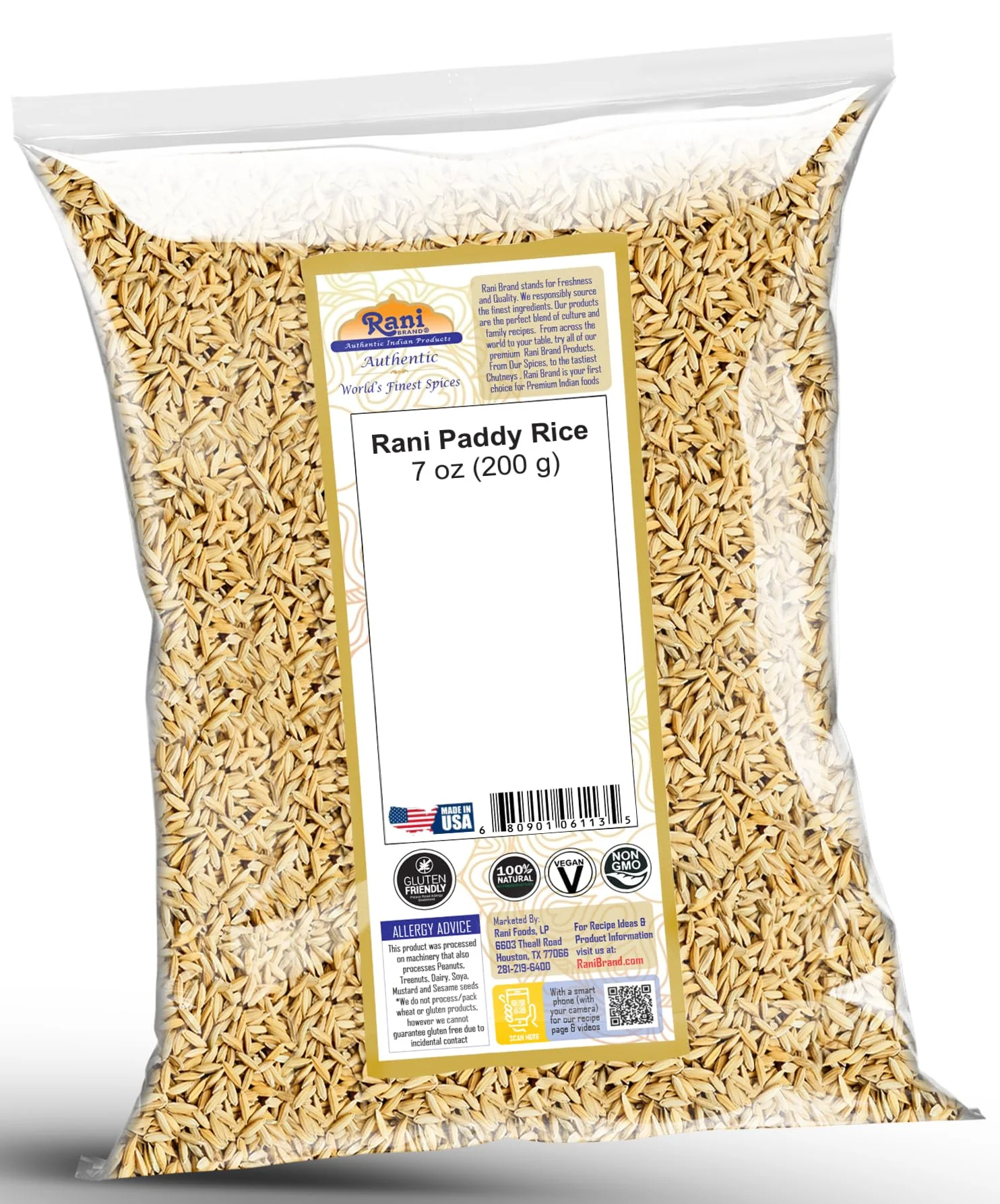 Rani Paddy Rice (Raw Unfinished Rice) 7oz (200g) ~ All Natural | Vegan | Gluten Friendly | NON-GMO | Kosher | Product of USA - Image 8