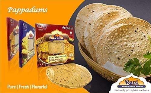 Rani Pappadums (Indian Lentil Wafer Snack) Green Chilli Papad 7oz (200g) Approximately 15pc, 7 inches, Pack of 2 ~ All Natural | Gluten Friendly | NON-GMO | Vegan | Indian Origin - Image 8