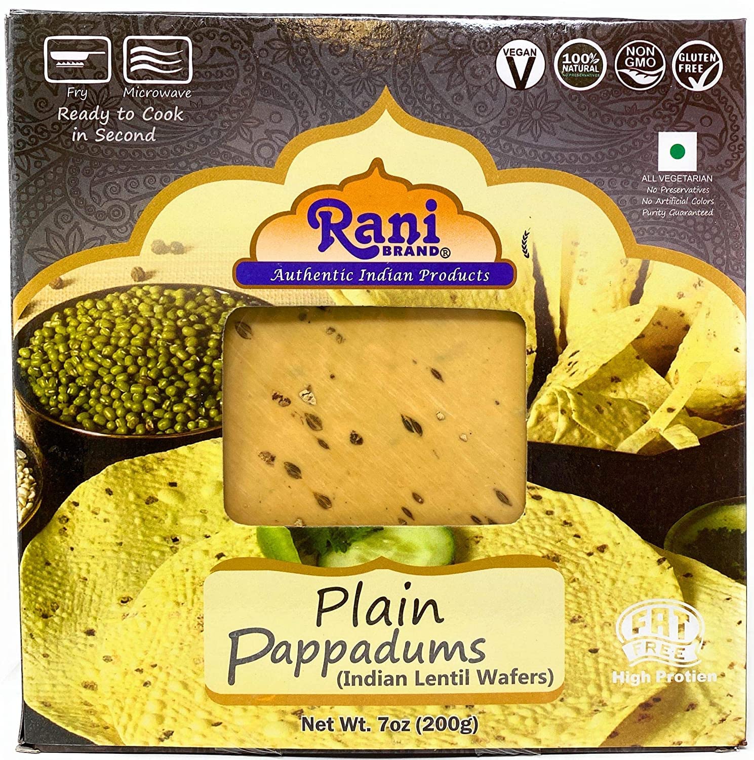 Rani Pappadums (Indian Lentil Wafer Snack) Plain Papad 7oz (200g) Approximately 15pc, 7 inches, Pack of 2 ~ All Natural | Gluten Friendly | NON-GMO - Image 5