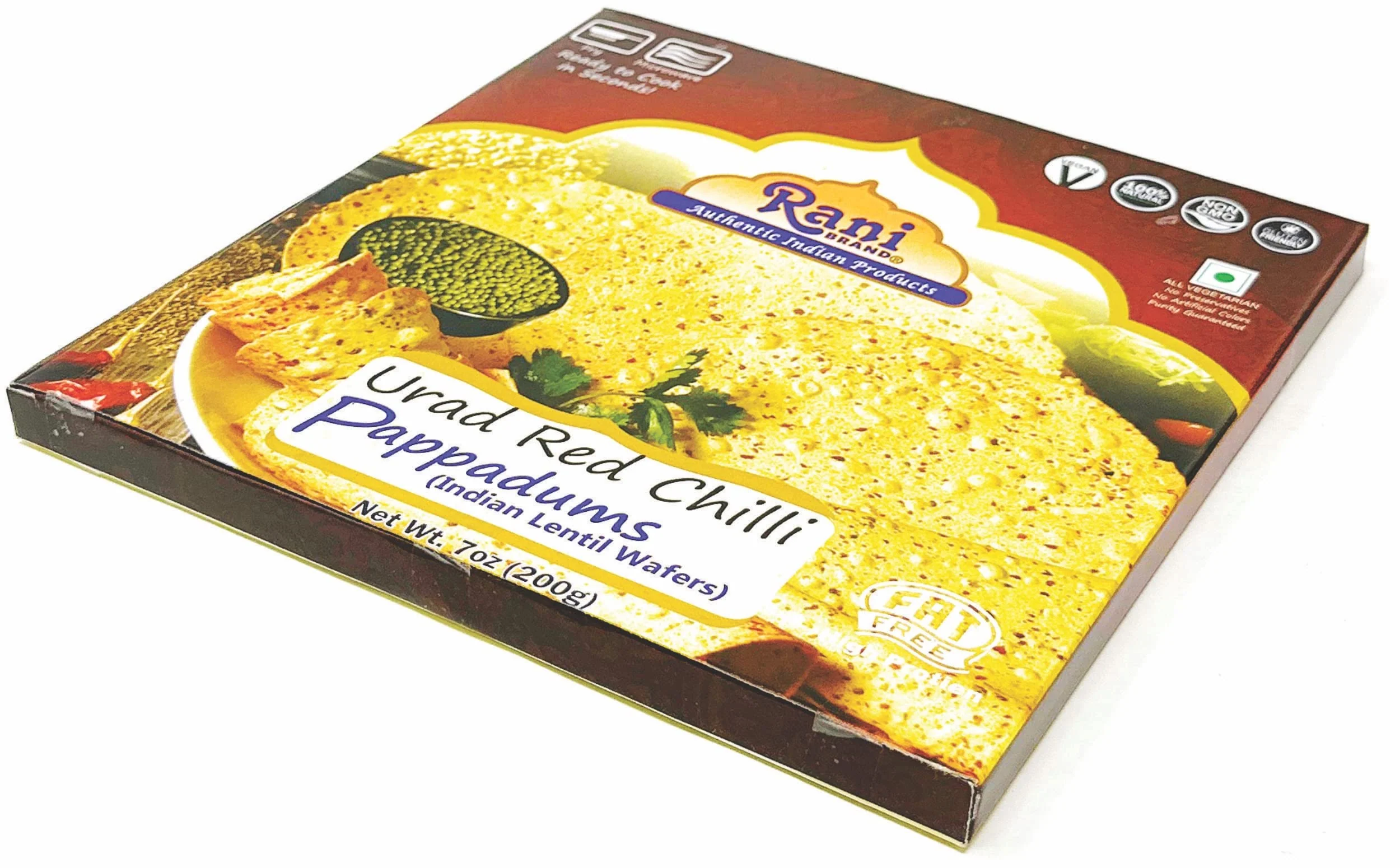 Rani Pappadums (Indian Lentil Wafer Snack) Red Chilli Papad 7oz (200g) Approximately 15pc, 7 inches, Pack of 12 ~ All Natural | Gluten Friendly | NON-GMO | Vegan | Indian Origin - Image 5