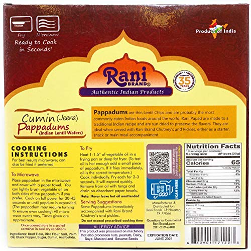Rani Pappadums (Indian Lentil Wafer Snack) {6 Varieties Available} - Image 20