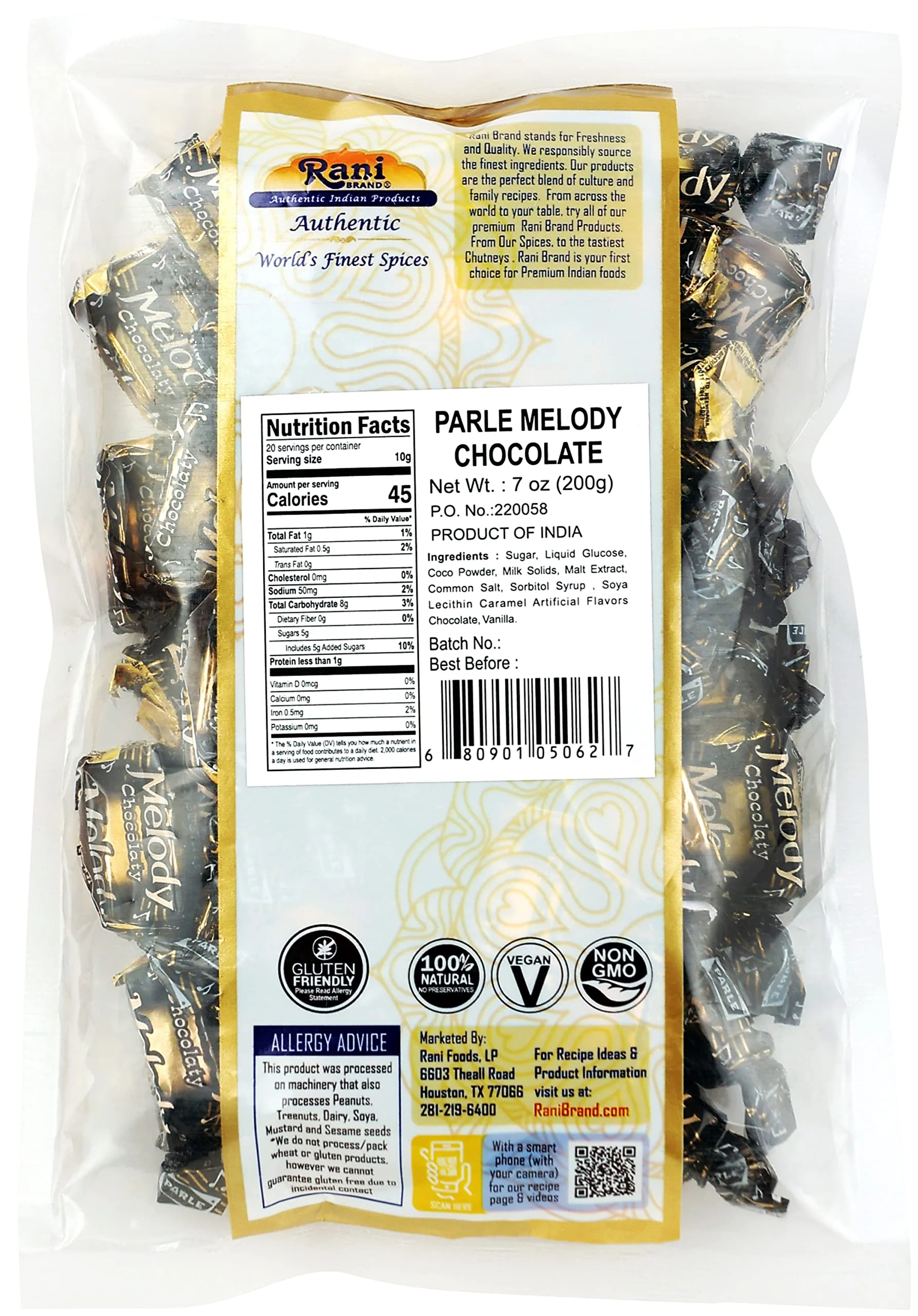 Rani Parle Melody Chocolate 7oz (200g) Individually Wrapped ~ Indian Tasty Treats | Vegan | Gluten Friendly | NON-GMO | Indian Origin - Image 3
