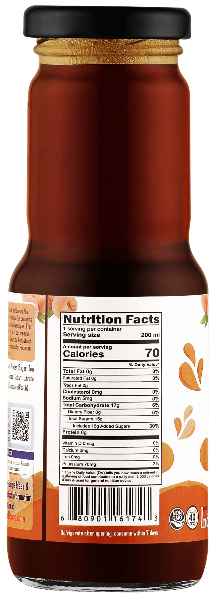 Rani Peach Tea 6.7 fl oz (200 ml) Glass Bottle, Pack of 2 ~ Indian Fruit Beverage | Vegan | Gluten Free | NON-GMO | Indian Origin - Image 3